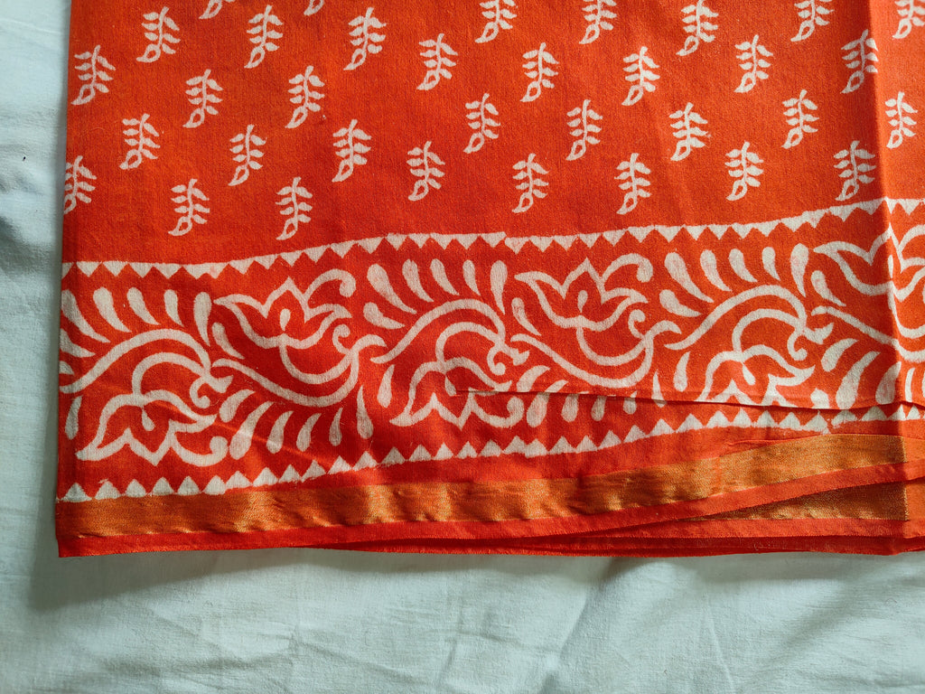 Chanderi Block Print Sari with Blouse Piece