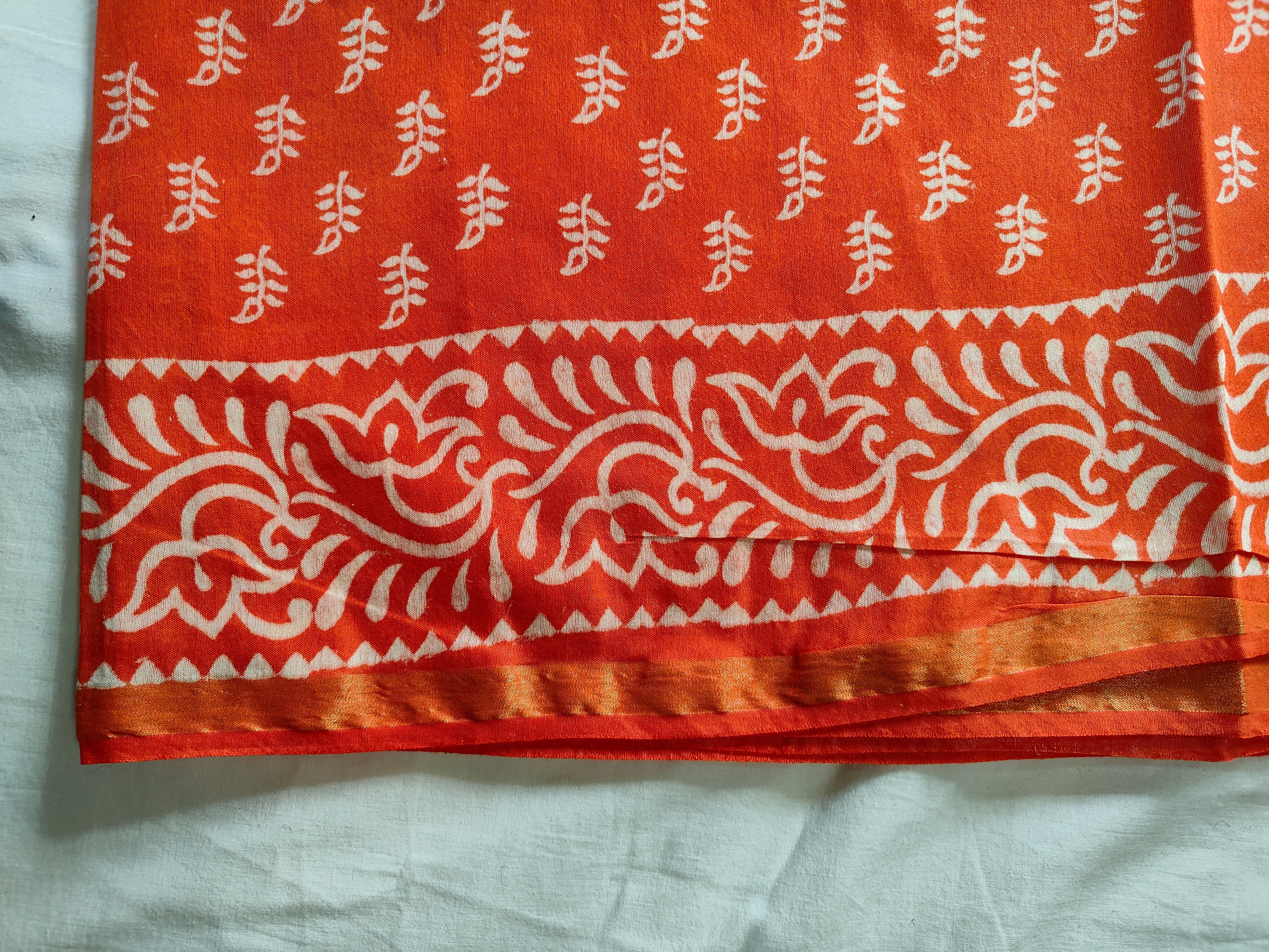 Chanderi Block Print Sari with Blouse Piece