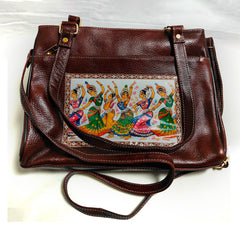 Luxury Leather Bag from Santiniketan Brown