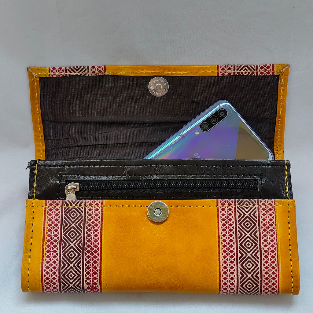 Yellow Leather Purse (9 Inches)