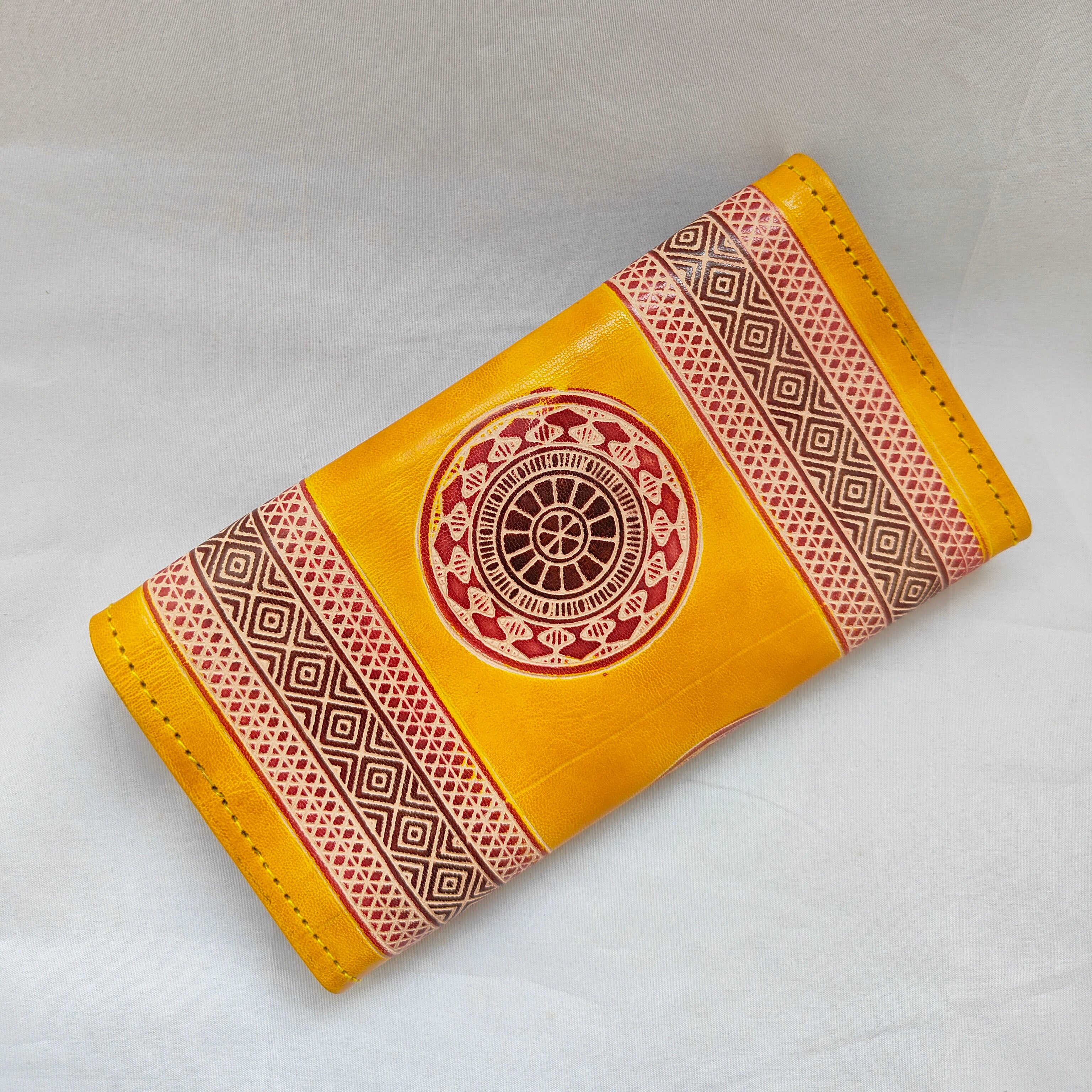 Yellow Leather Purse (9 Inches)