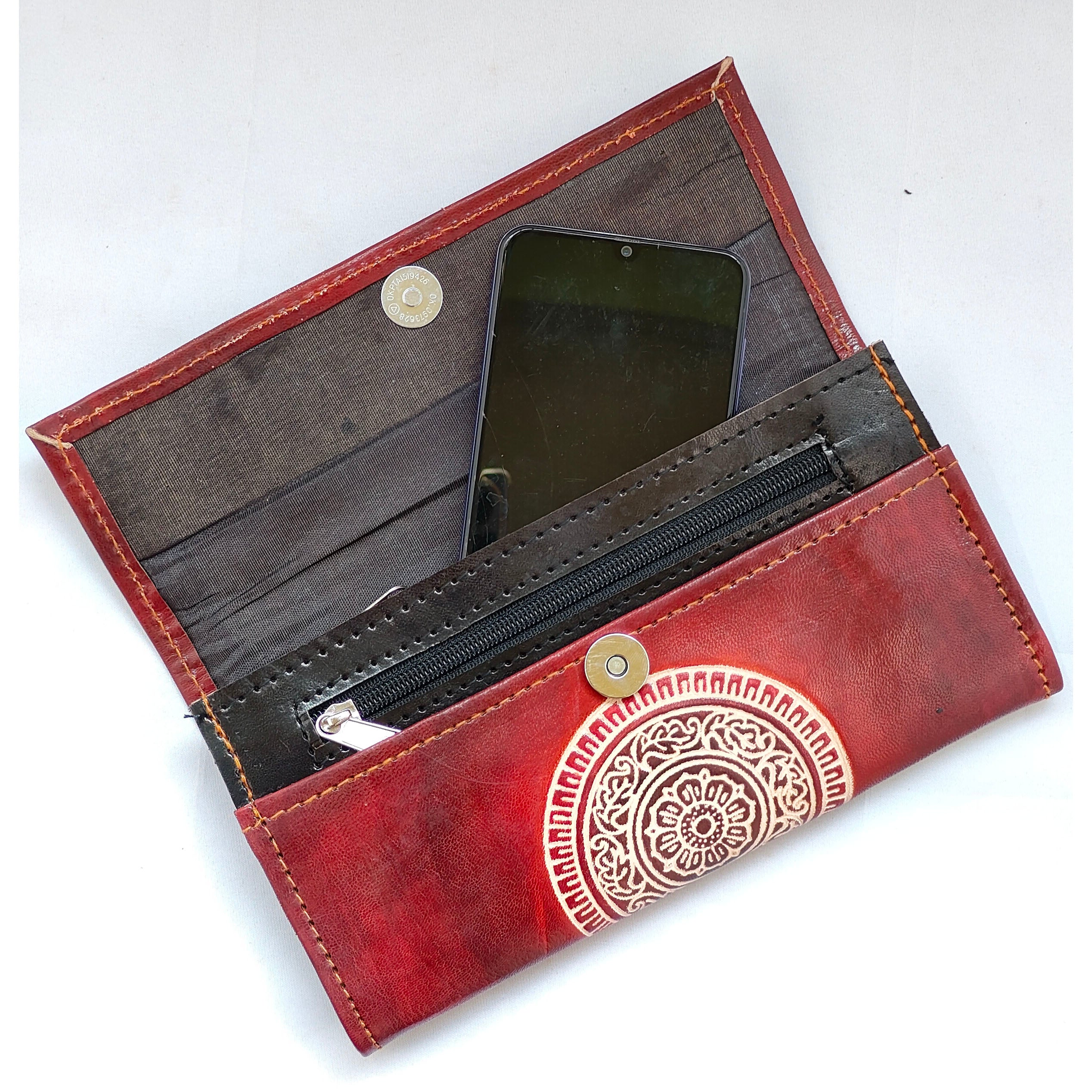 Wine Colour Leather Purse (9 Inches)