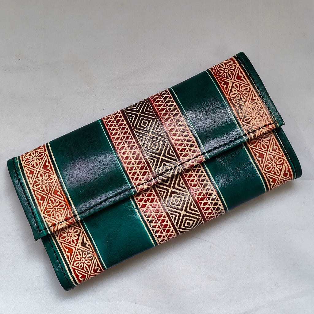 Green Leather Purse (9 Inches)