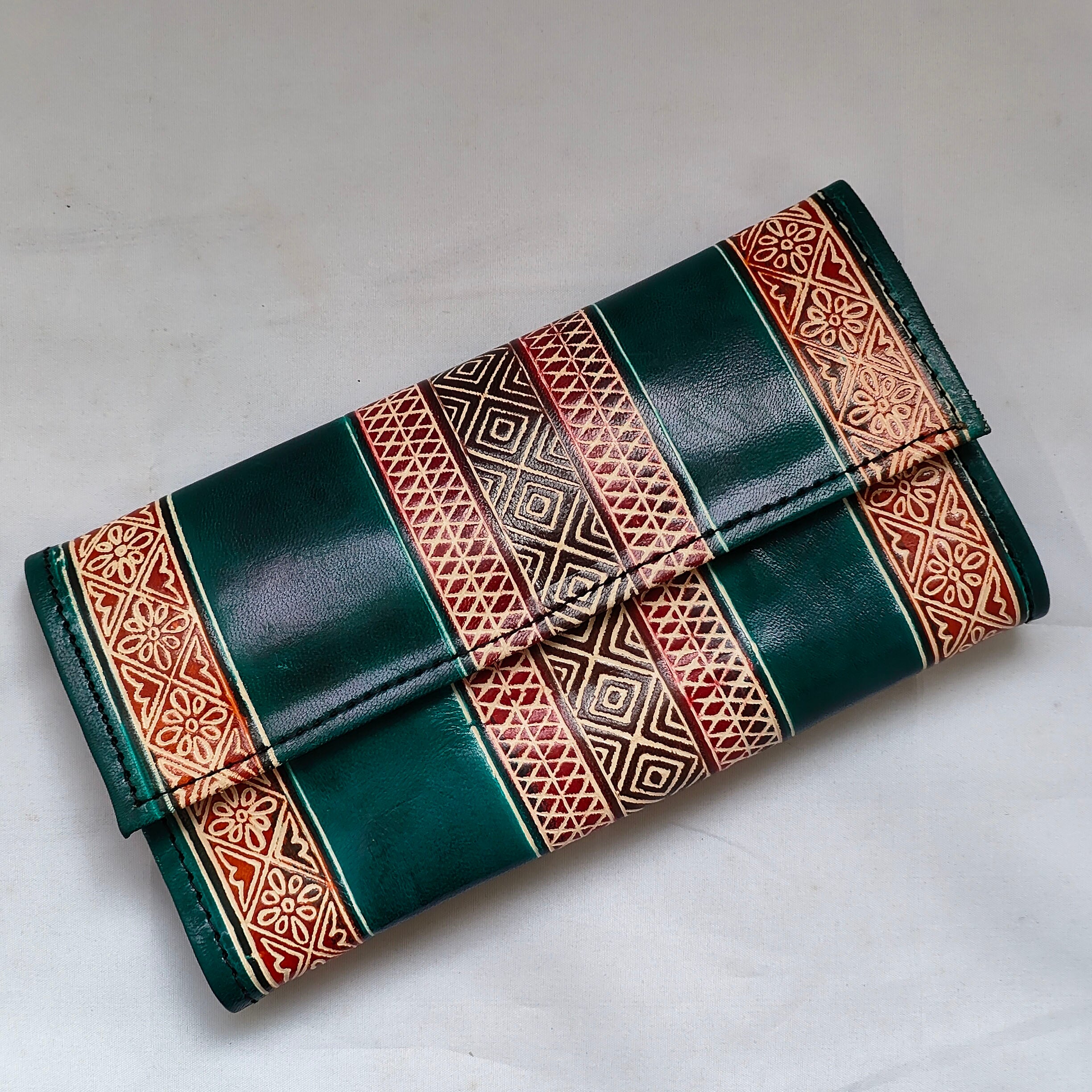 Green Leather Purse (9 Inches)