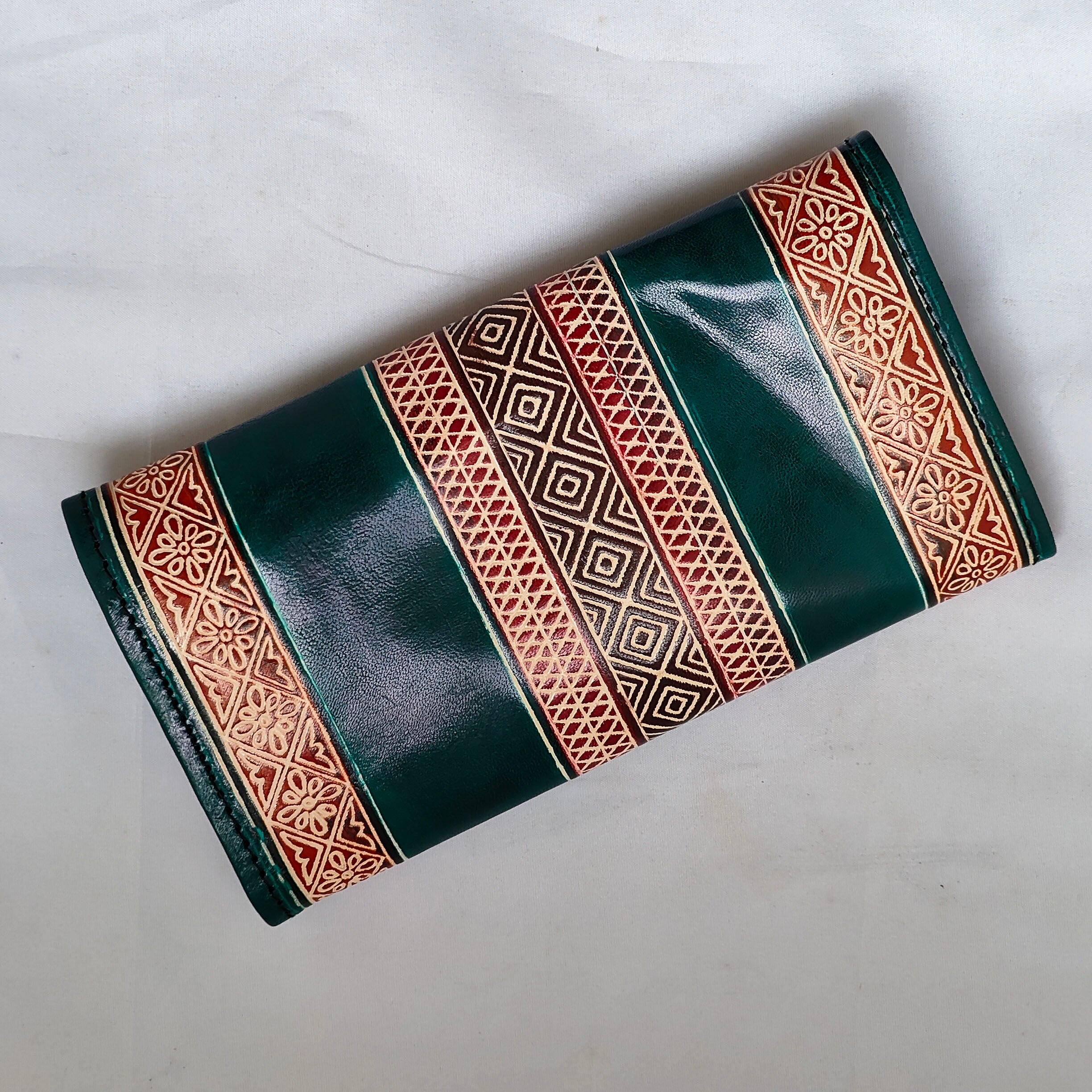 Green Leather Purse (9 Inches)