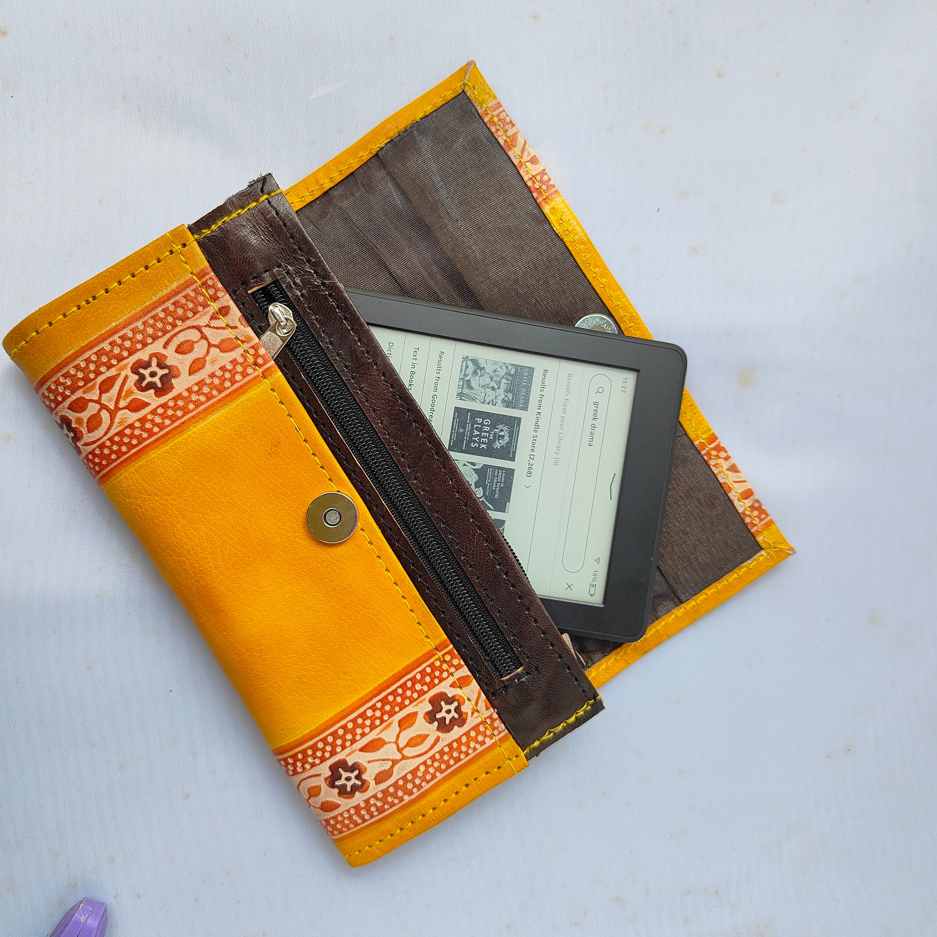 Yellow Leather Purse (9 Inches)