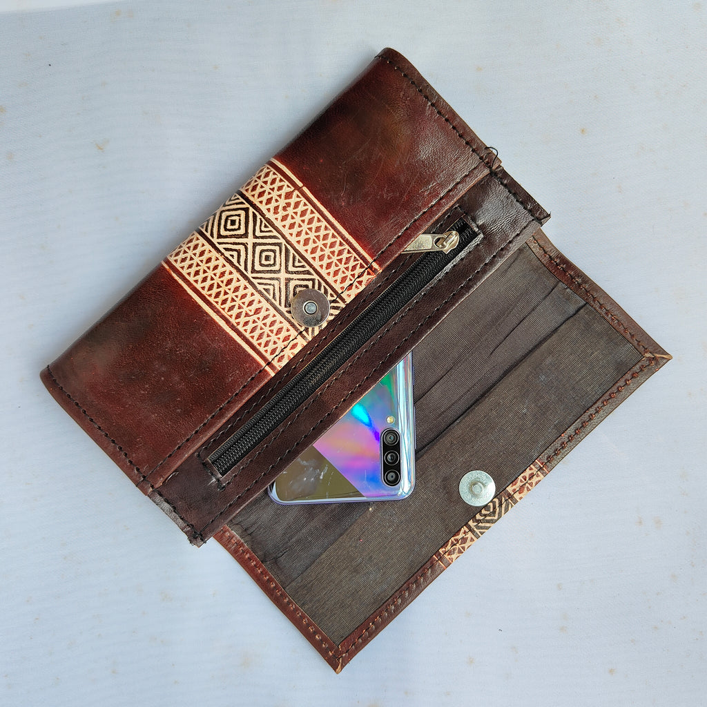Brown Leather Purse (9 Inches)