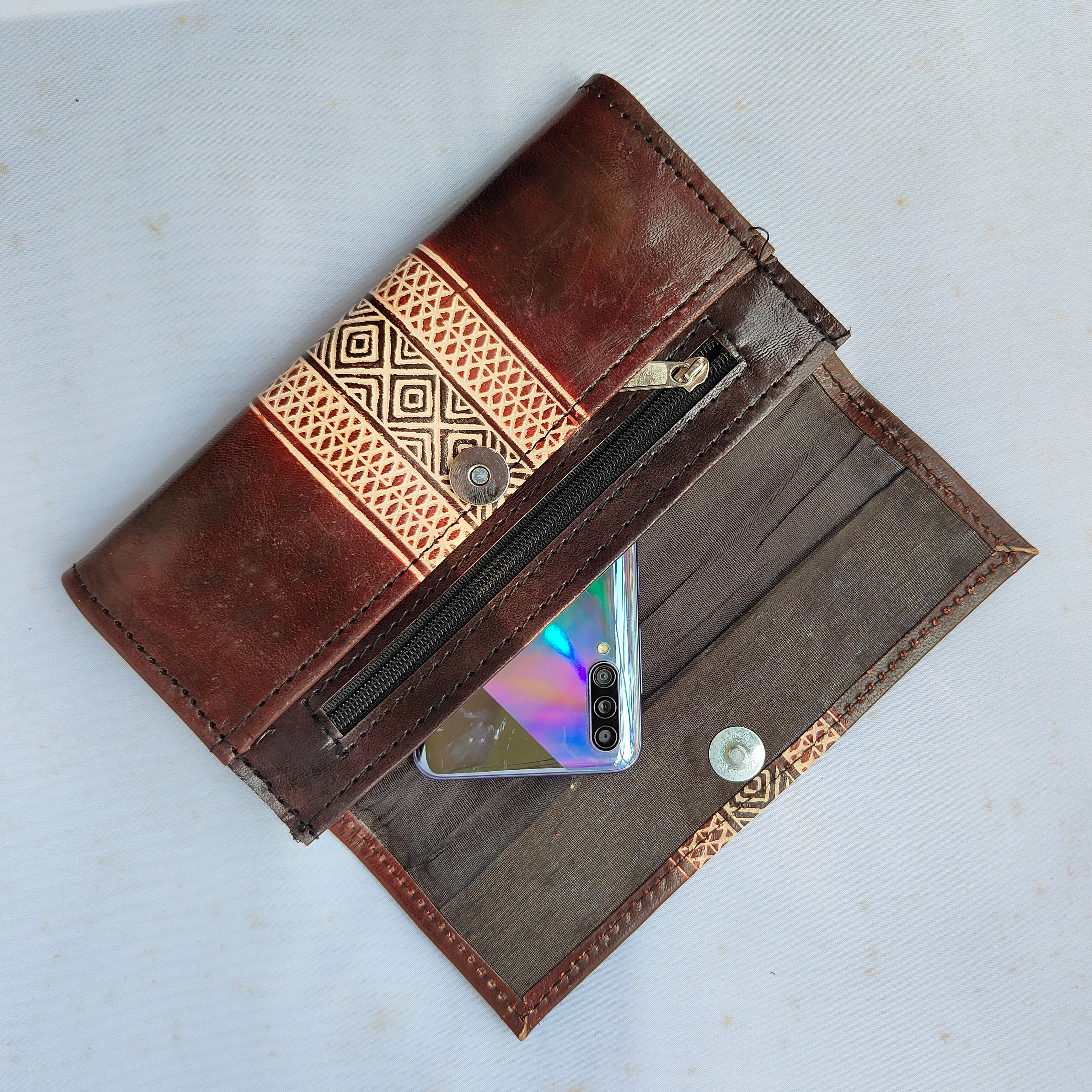 Brown Leather Purse (9 Inches)