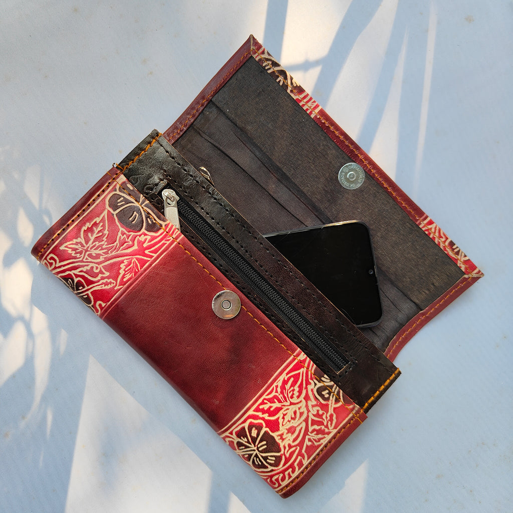 Cherry Leather Purse (9 Inches)