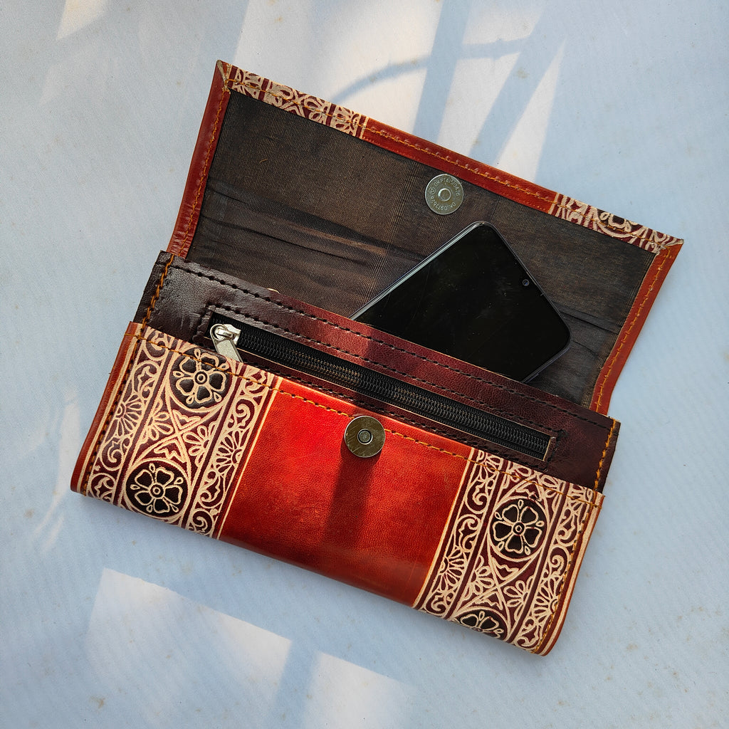 Light Cherry Leather Purse (9 Inches)