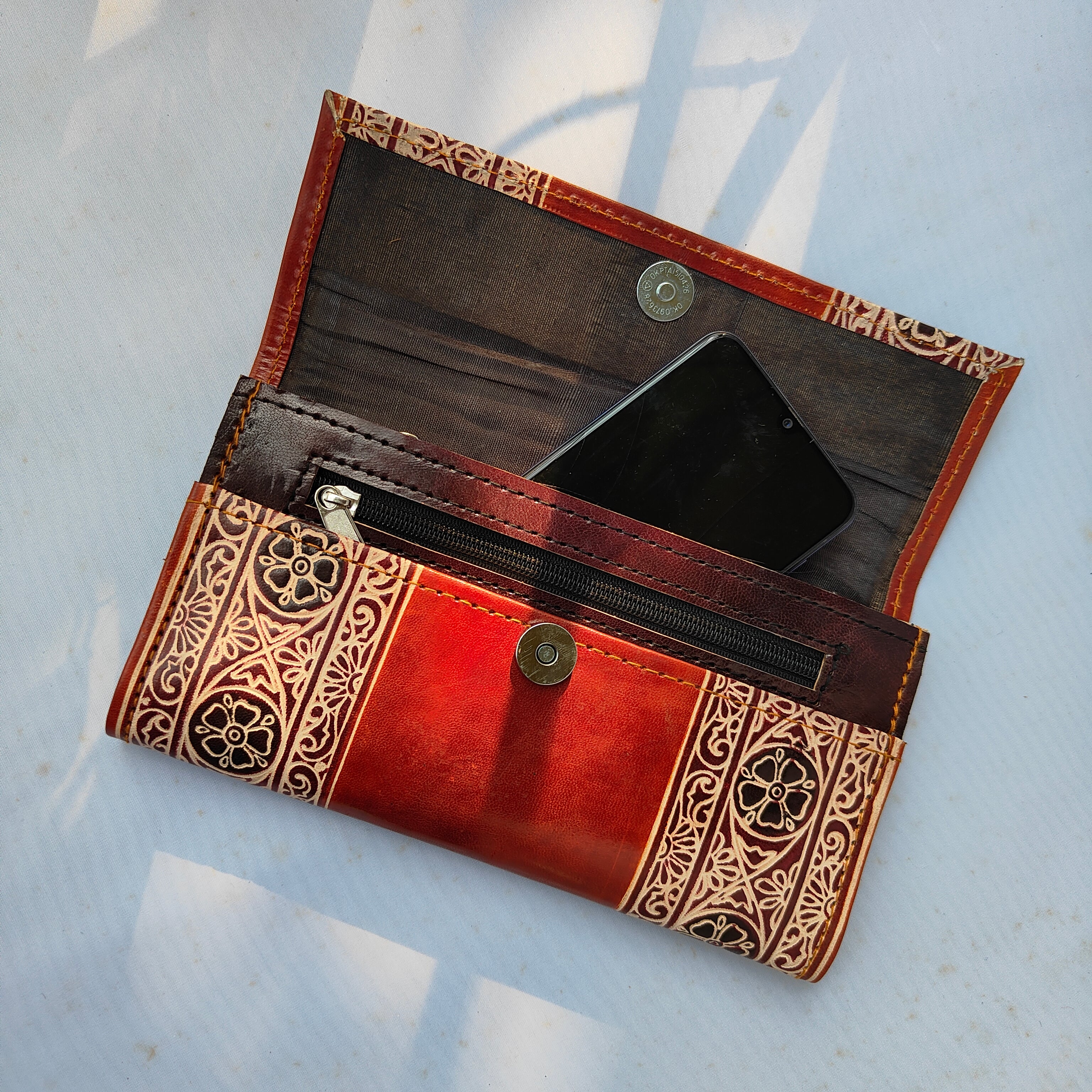 Light Cherry Leather Purse (9 Inches)