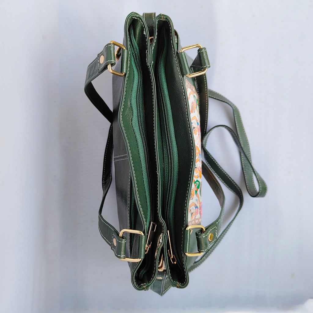 Luxury Leather Bag from Santiniketan Green