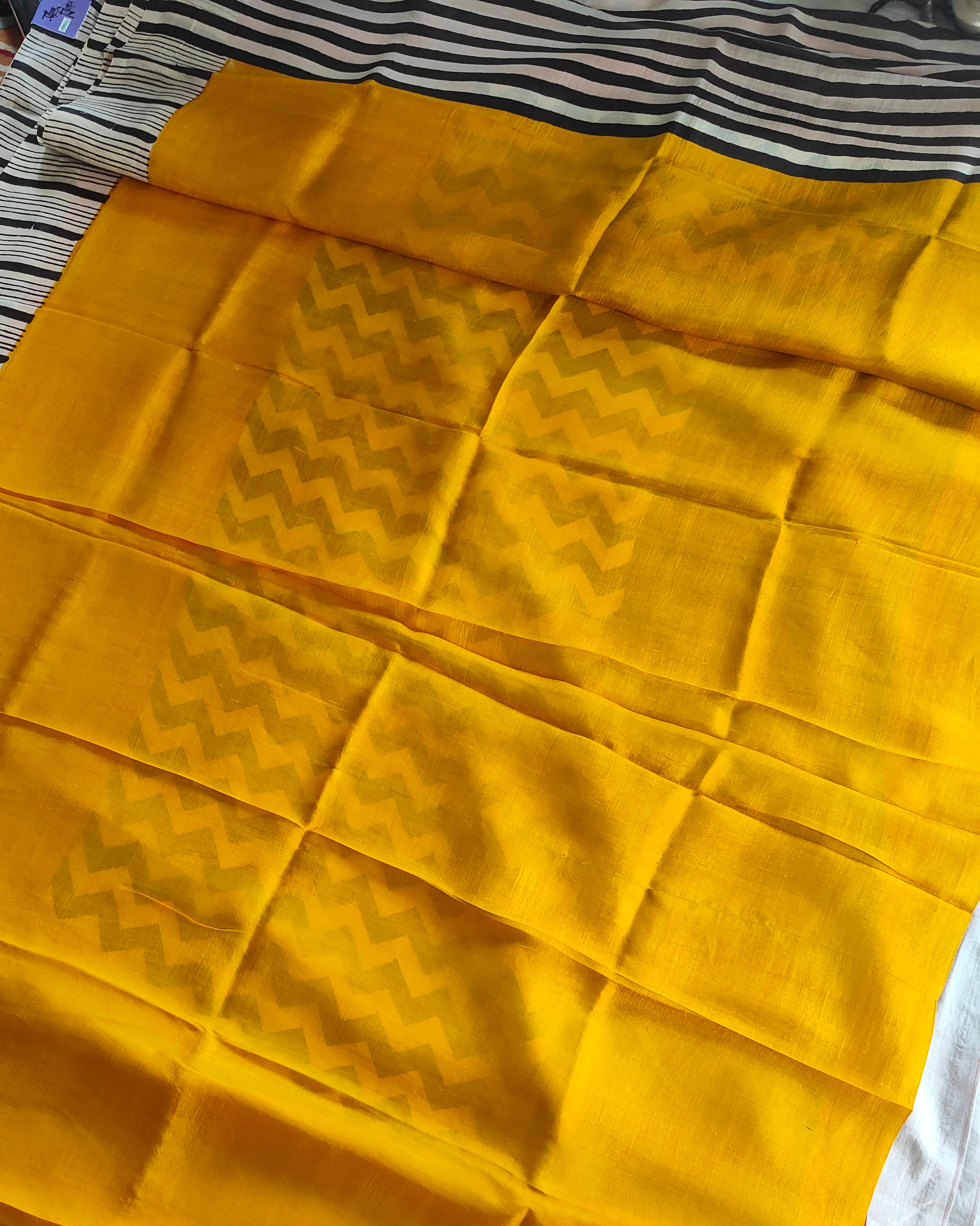 Pure Silk Sari with Blouse Piece Yellow