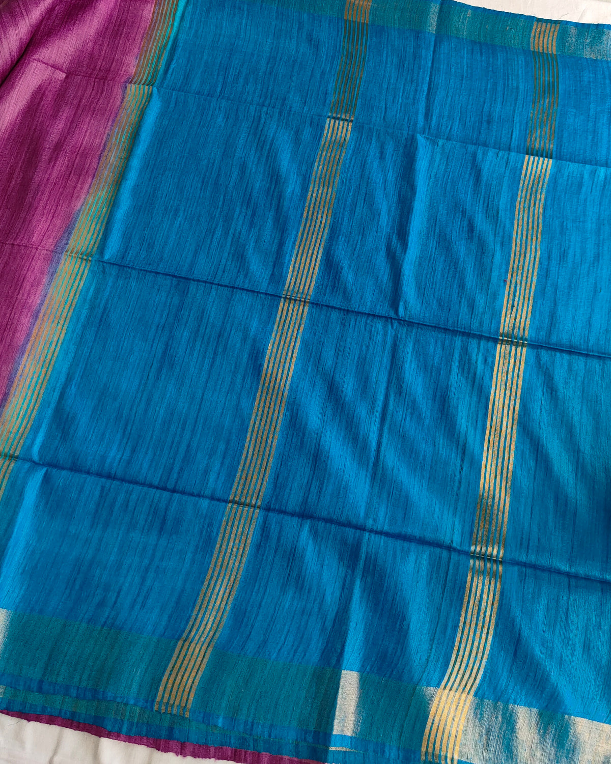 Bicolour Ghicha Sari Purple & Blue