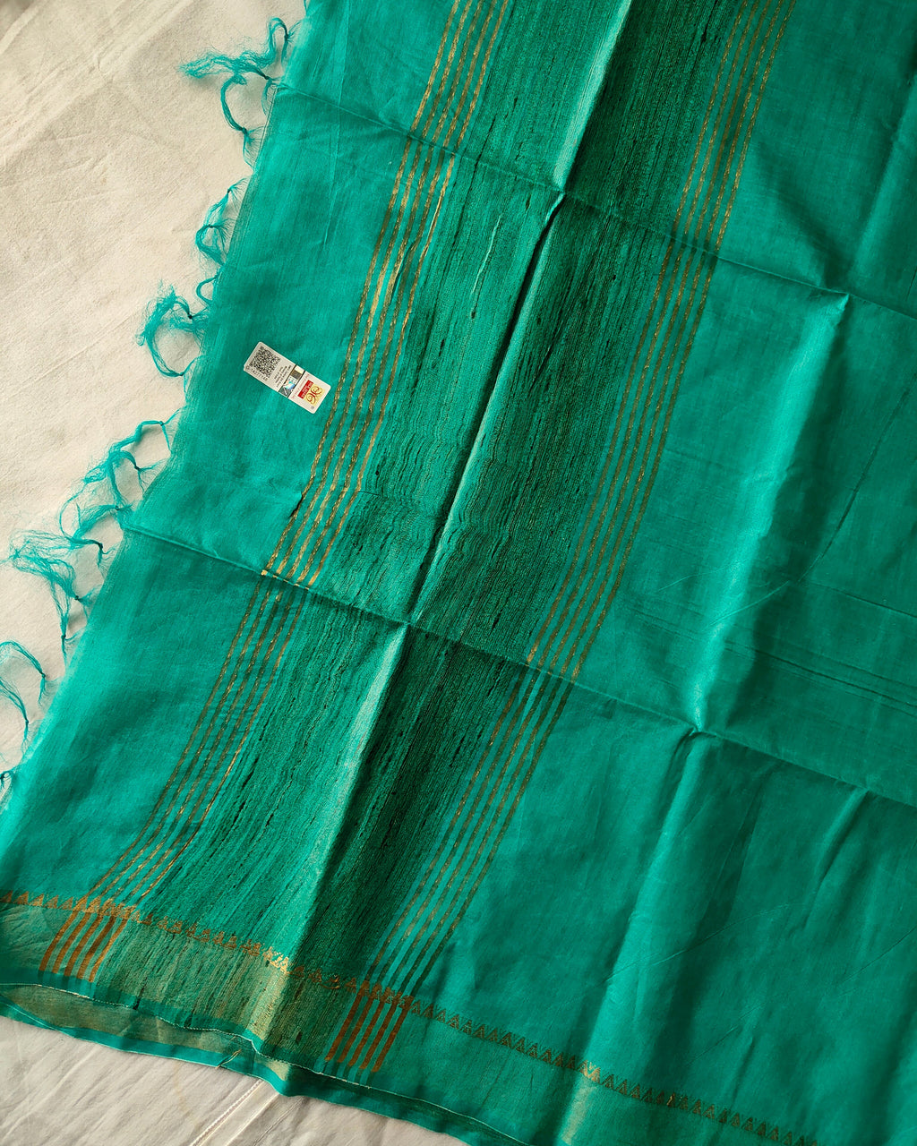 Tussar Muga Silk Mark Sari Sea Green