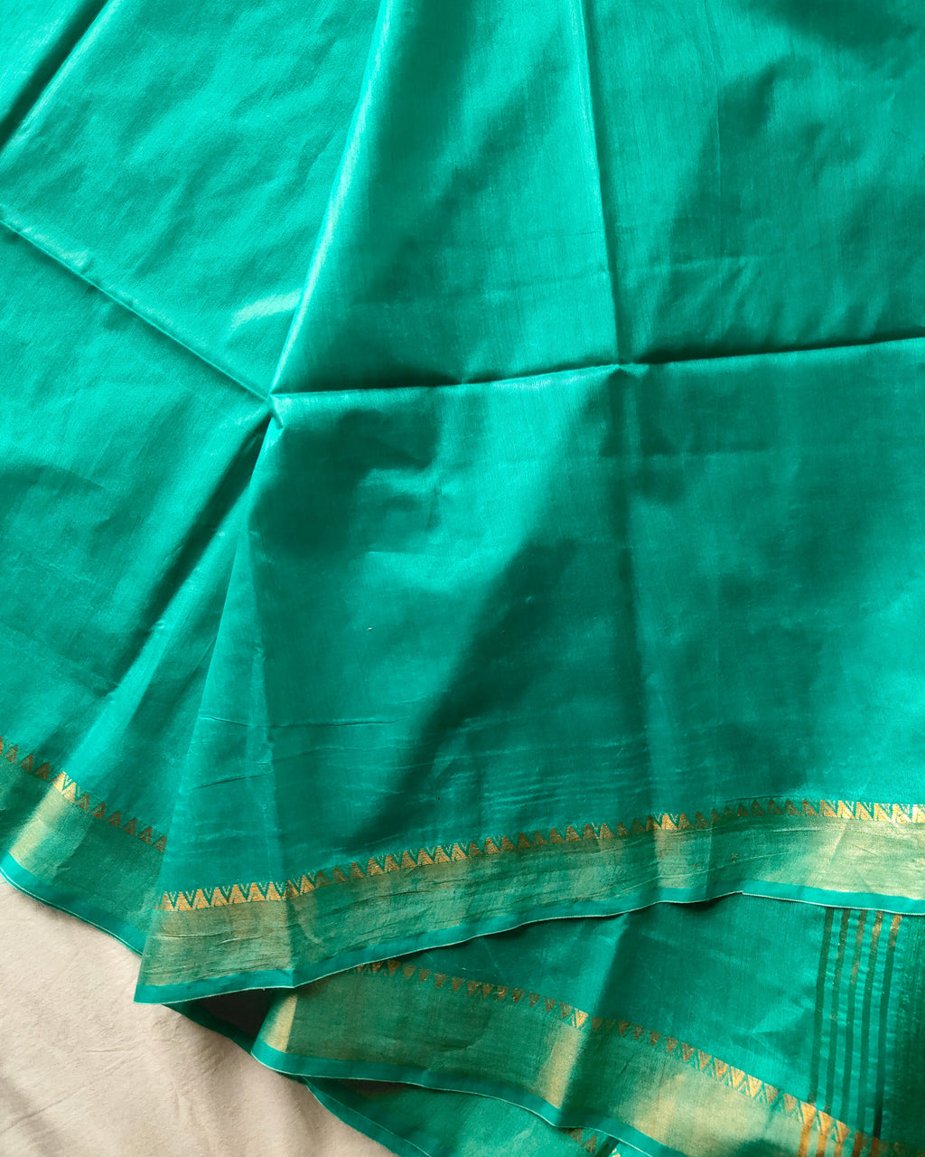 Tussar Muga Silk Mark Sari Sea Green