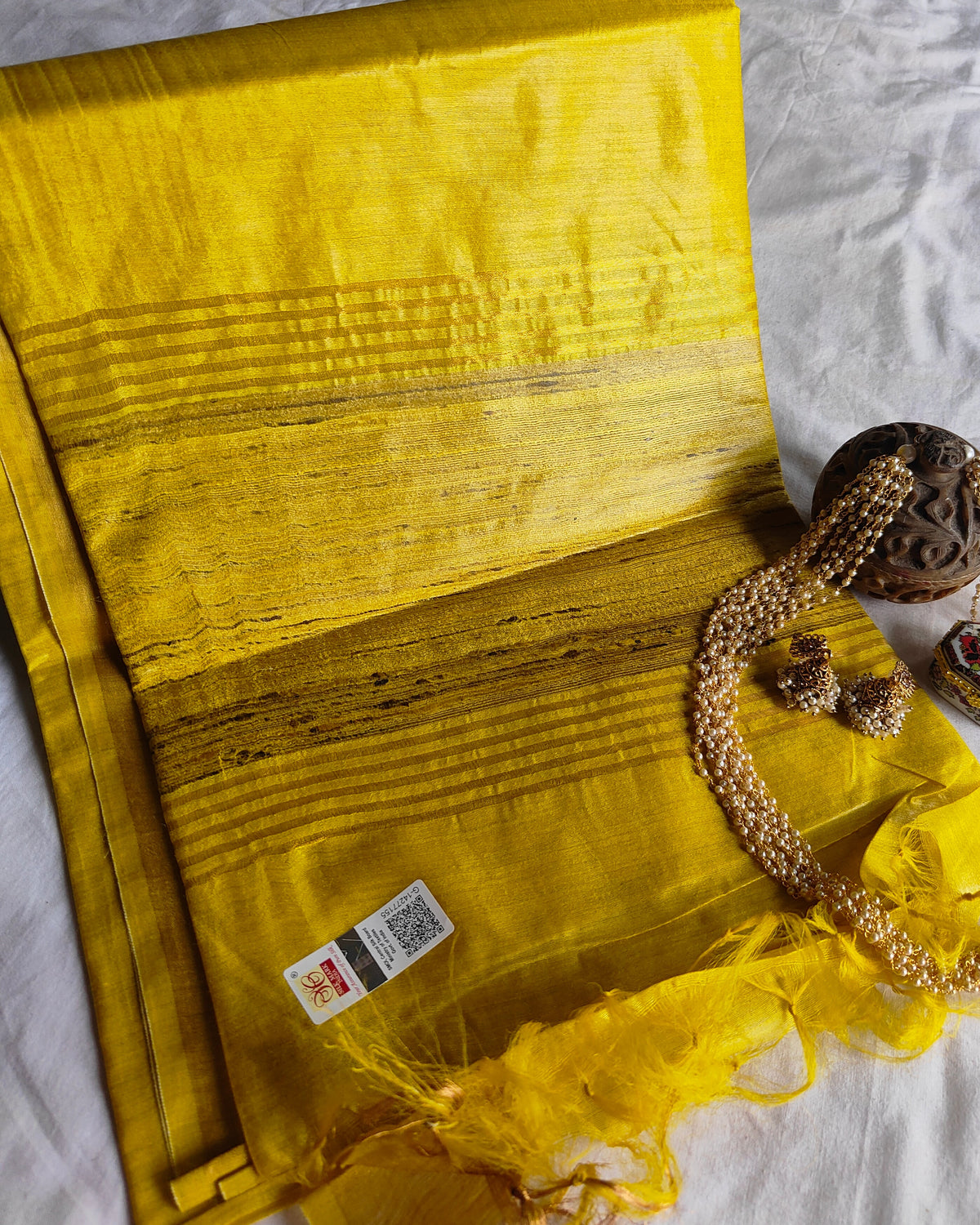 Tussar Muga Silk Mark Sari Yellow