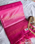 Tussar Muga Silk Mark Sari Pink