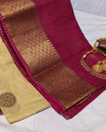 Semi Ghicha Cream Silk Sari with Blouse Piece