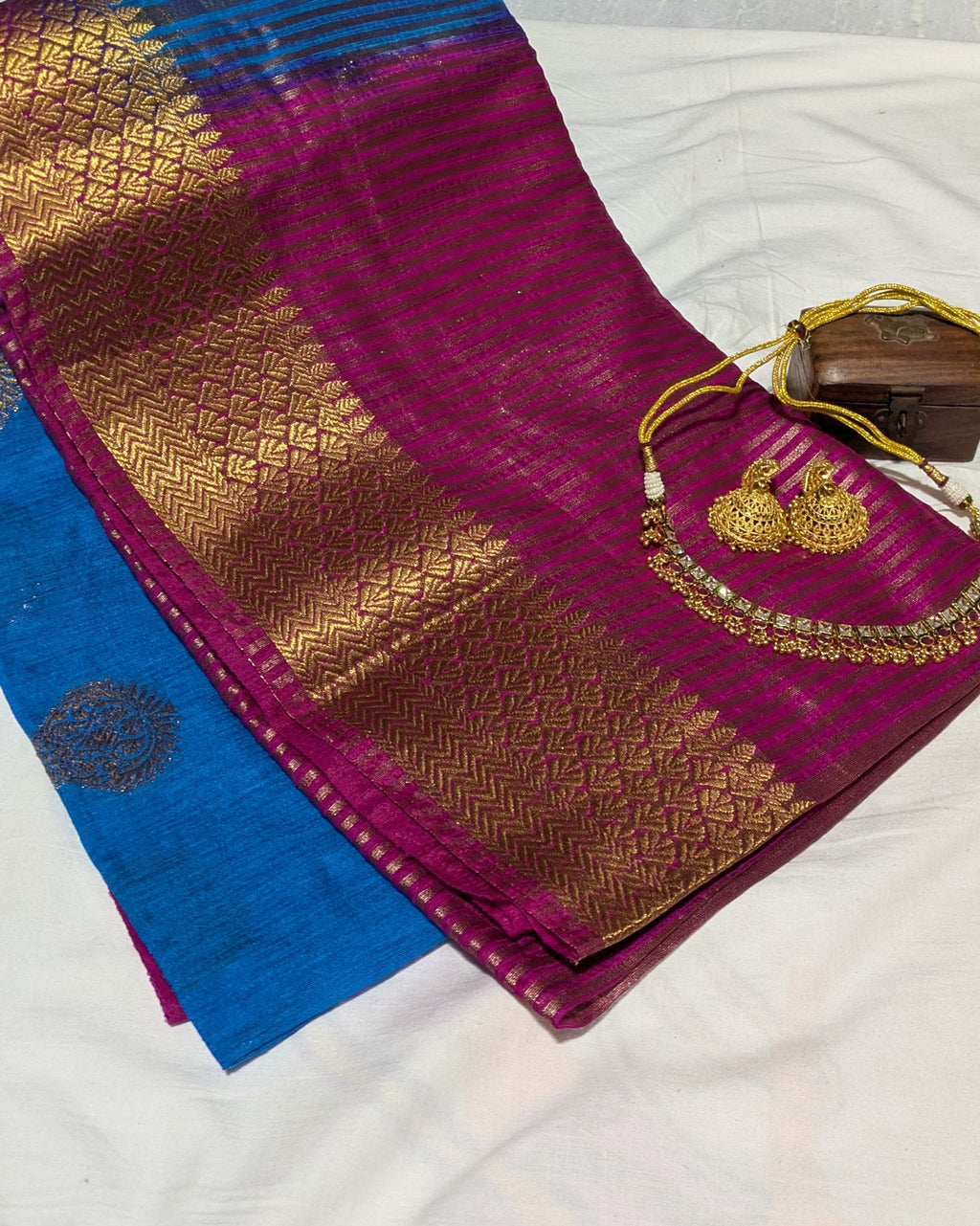 Semi Ghicha Silk Saree with Blouse Piece