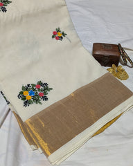 Kerala Cotton Sari (No Blouse Piece)