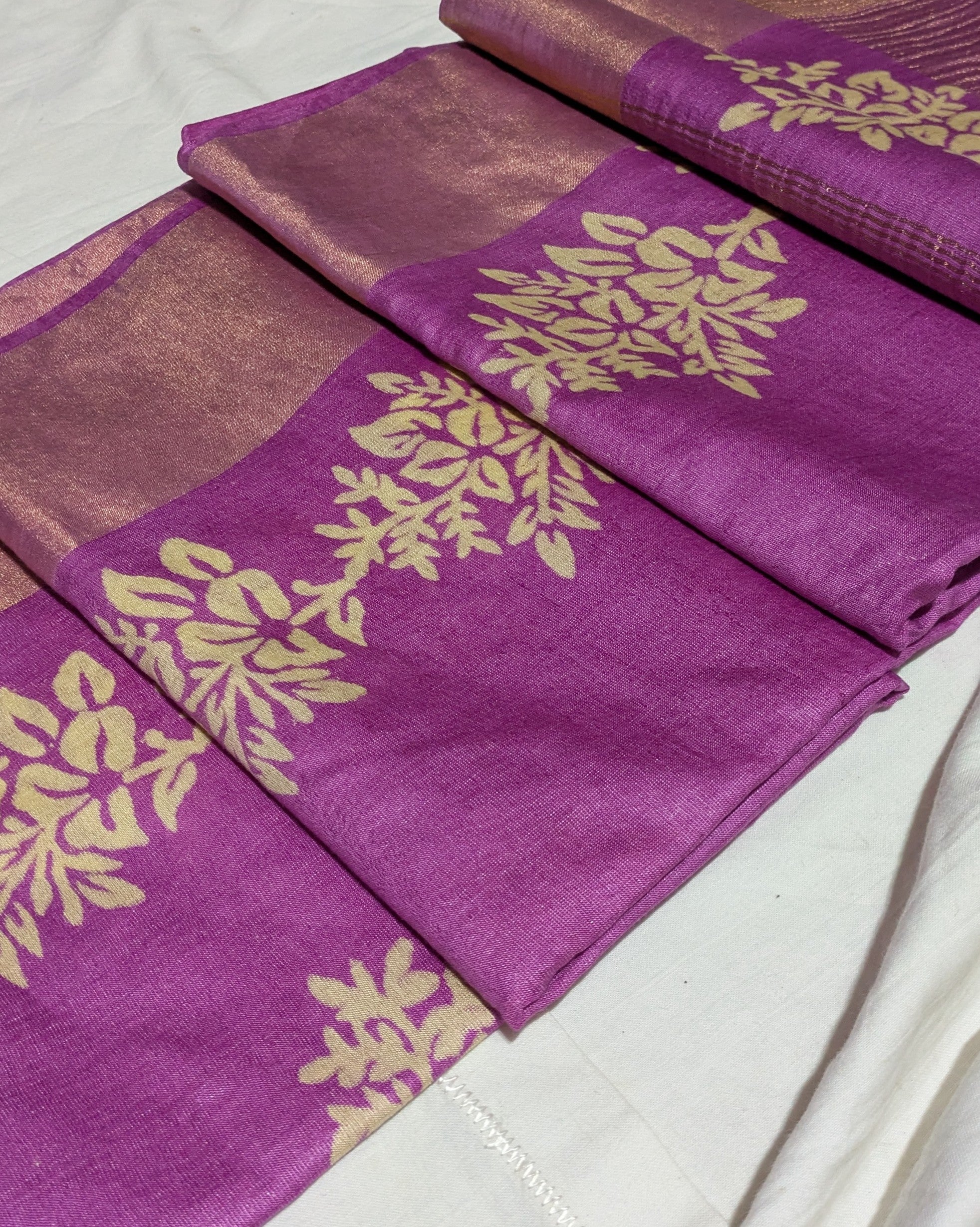 Tussar Bapta Lavender Purple Saree