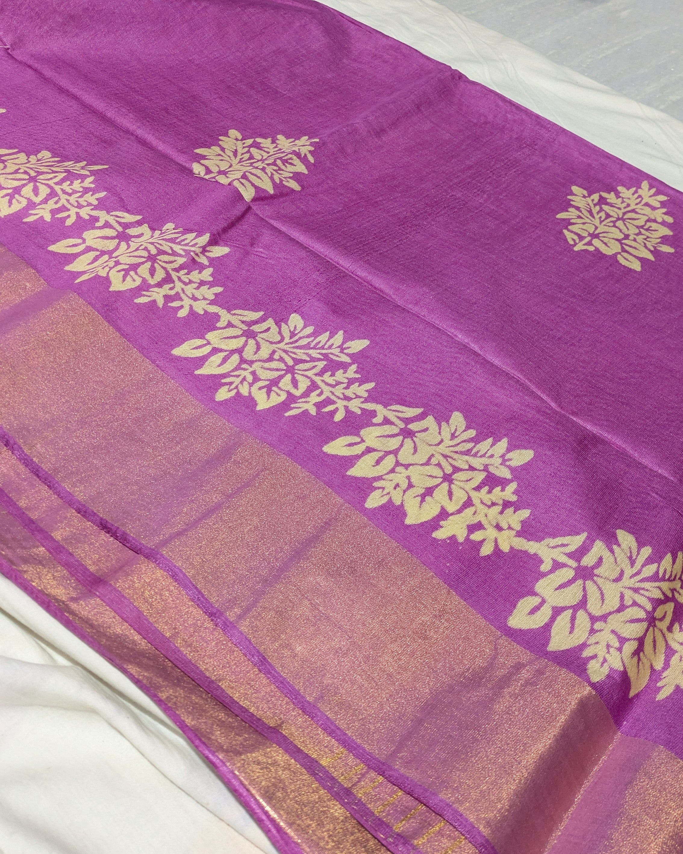 Tussar Bapta Lavender Purple Saree