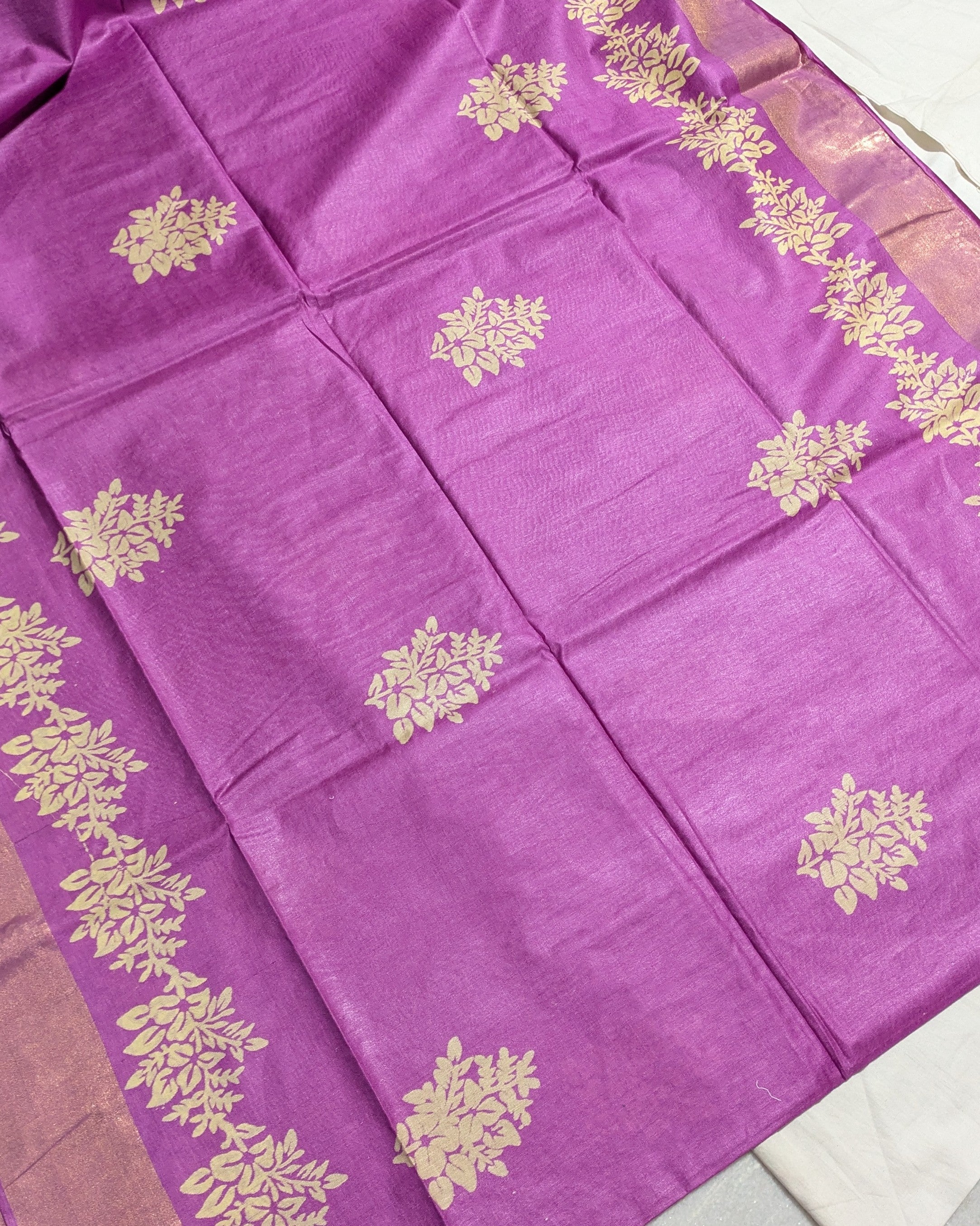 Tussar Bapta Lavender Purple Saree