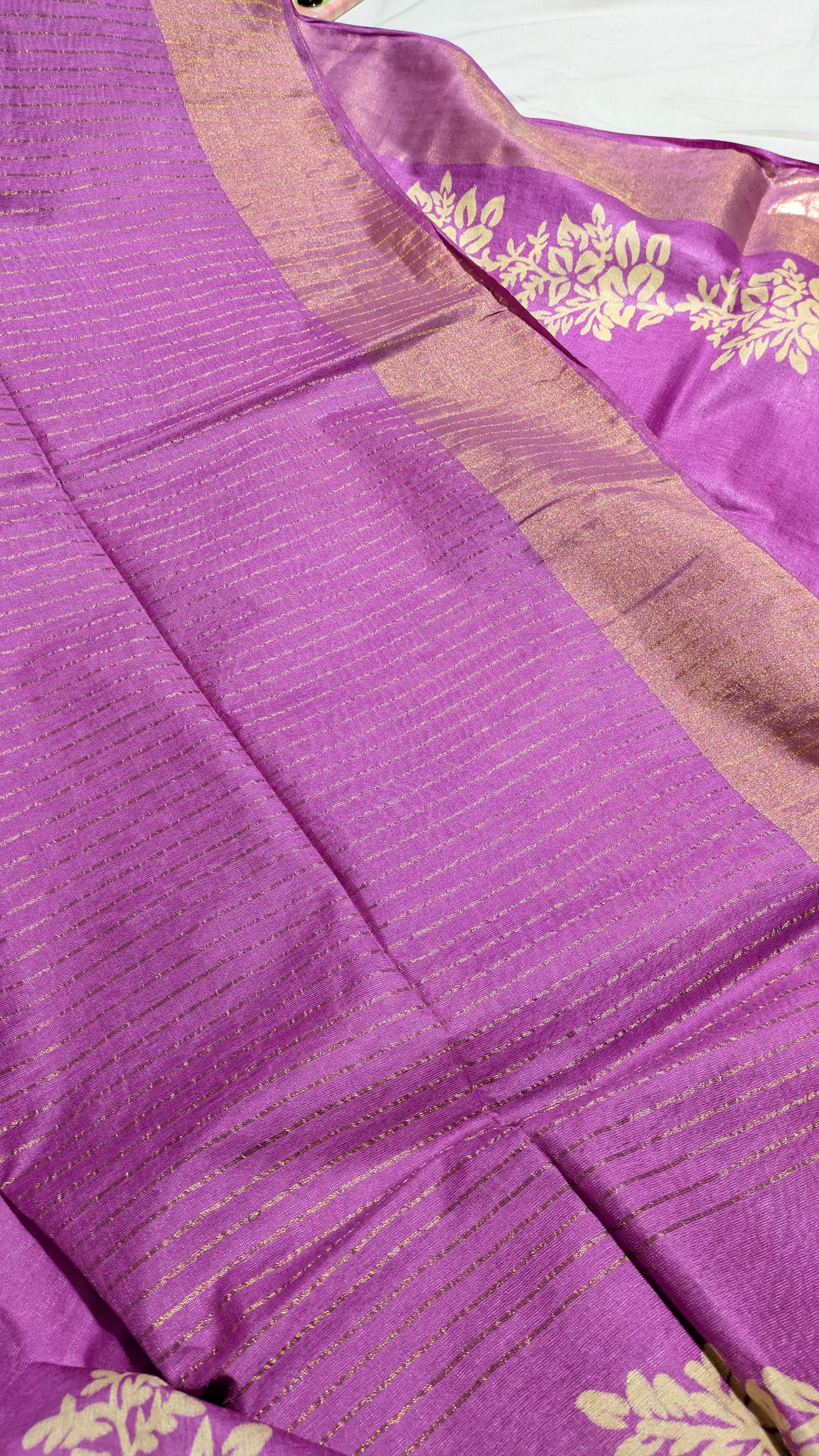 Tussar Bapta Lavender Purple Saree
