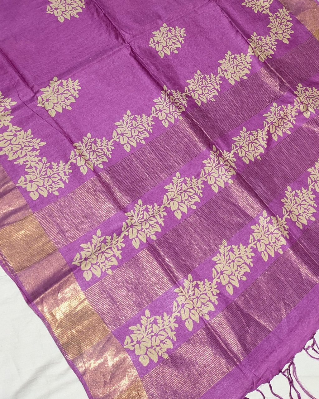 Tussar Bapta Lavender Purple Saree
