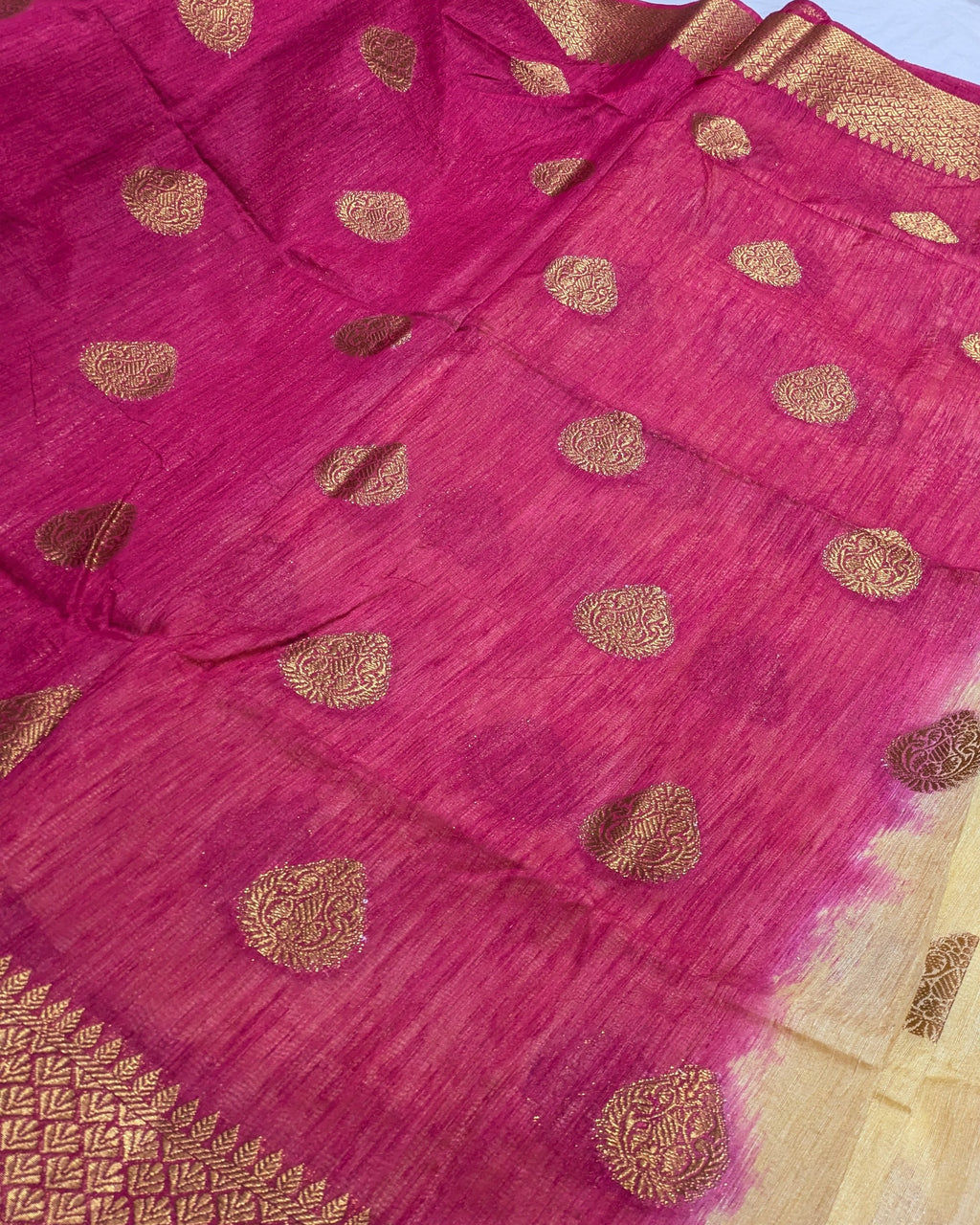 Semi Ghicha Silk Saree with Blouse Piece