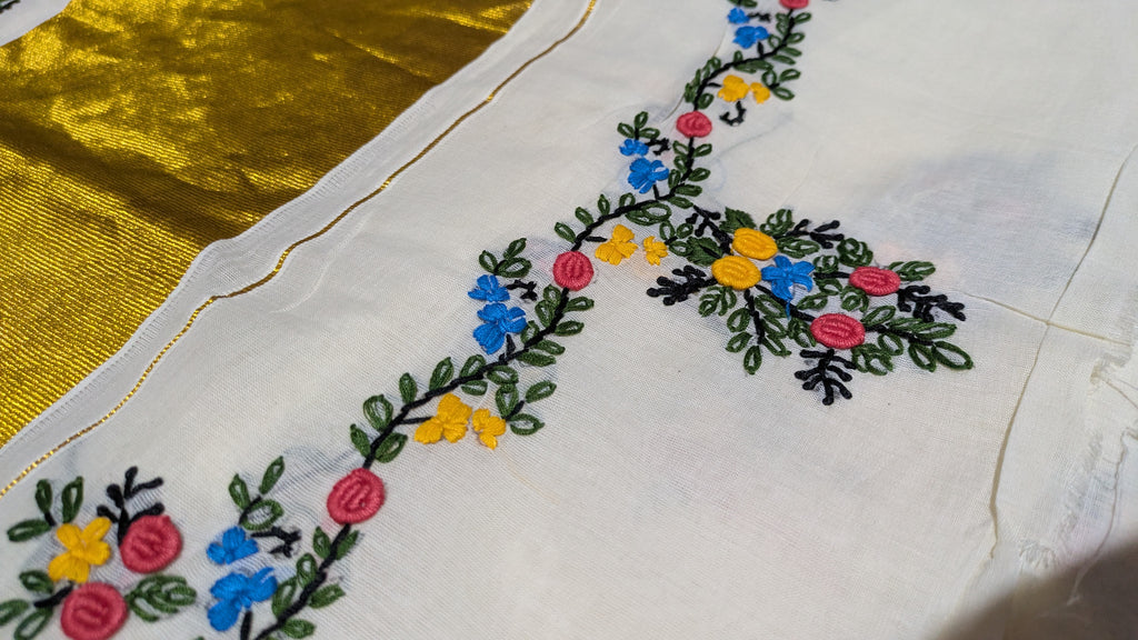 Kerala Cotton Sari (No Blouse Piece)