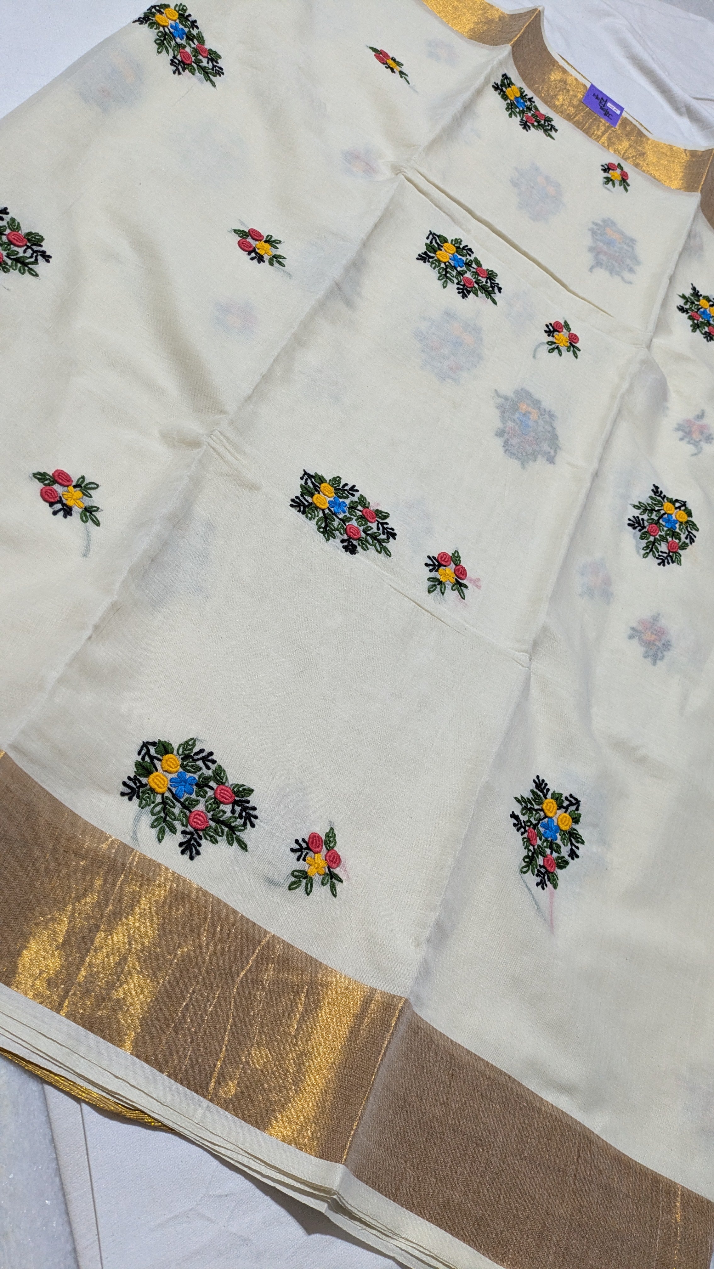Kerala Cotton Sari (No Blouse Piece)