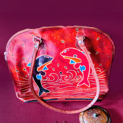 Leather Bag from Santiniketan (Red)