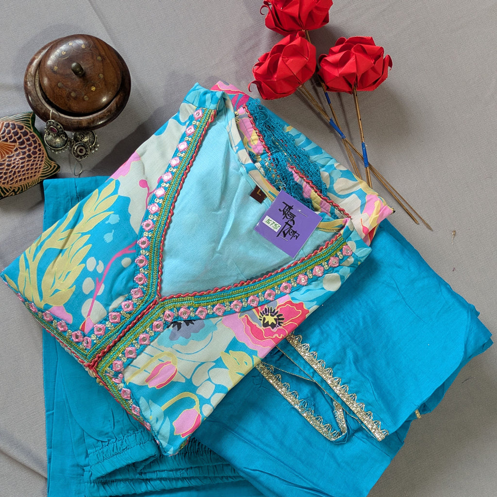 Three Piece Kurti Set (Alia Cut)