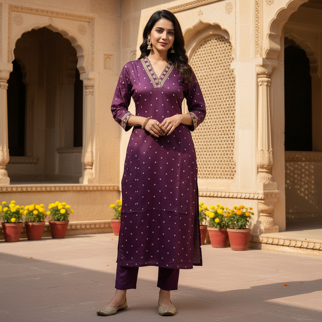 Moslin Three Piece Kurti Set