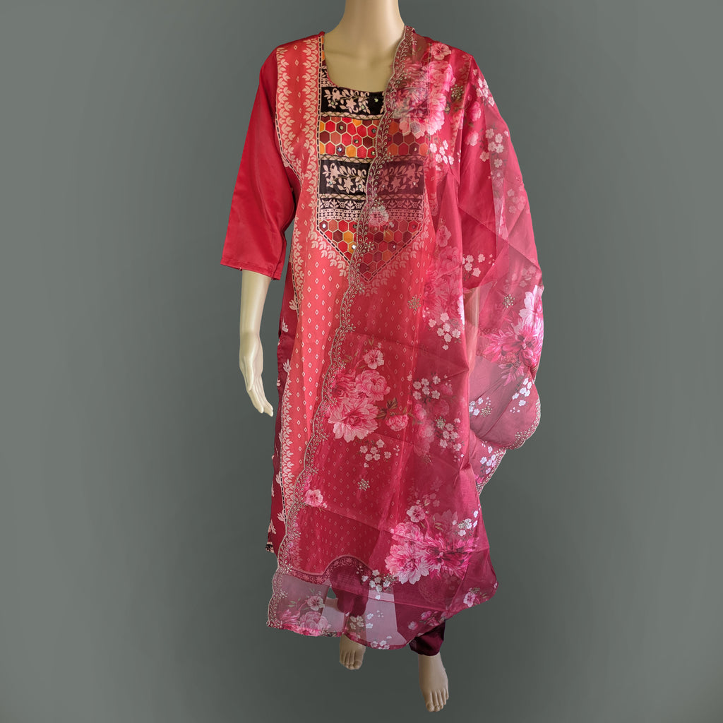 Pink Three Piece Kurti