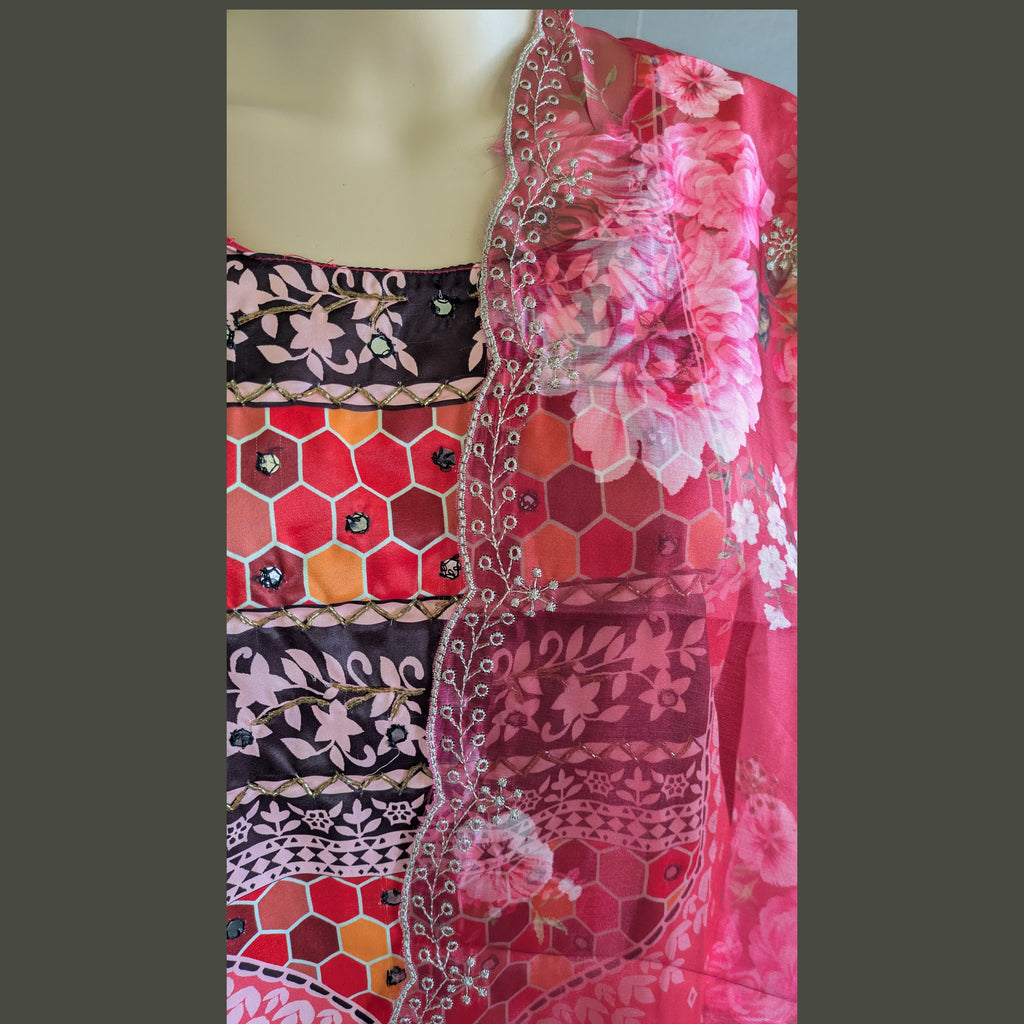 Pink Three Piece Kurti