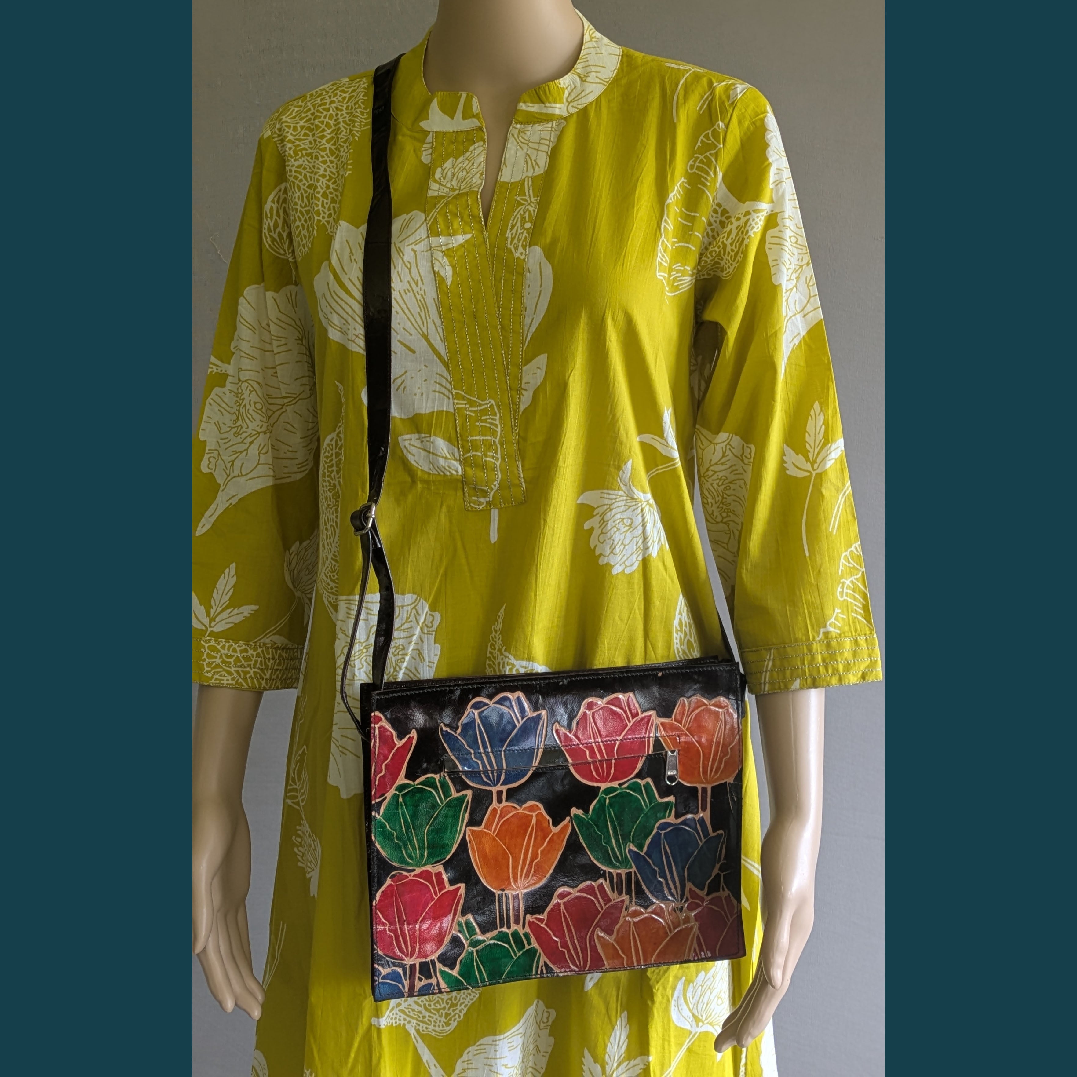 Tulip Leather Bag from Santiniketan