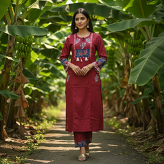 Three Piece Kurta with Two Side Pockets