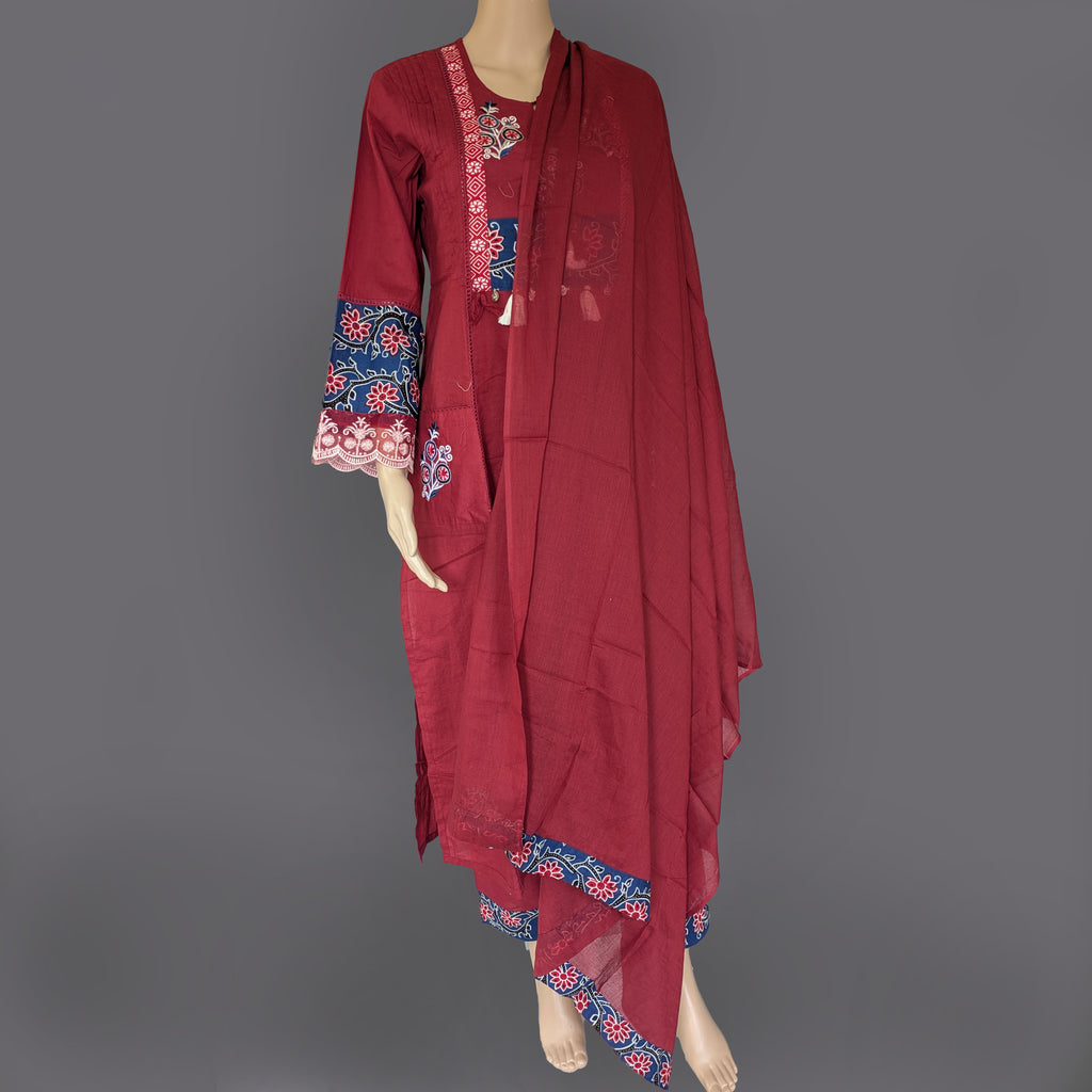 Three Piece Kurta with Two Side Pockets