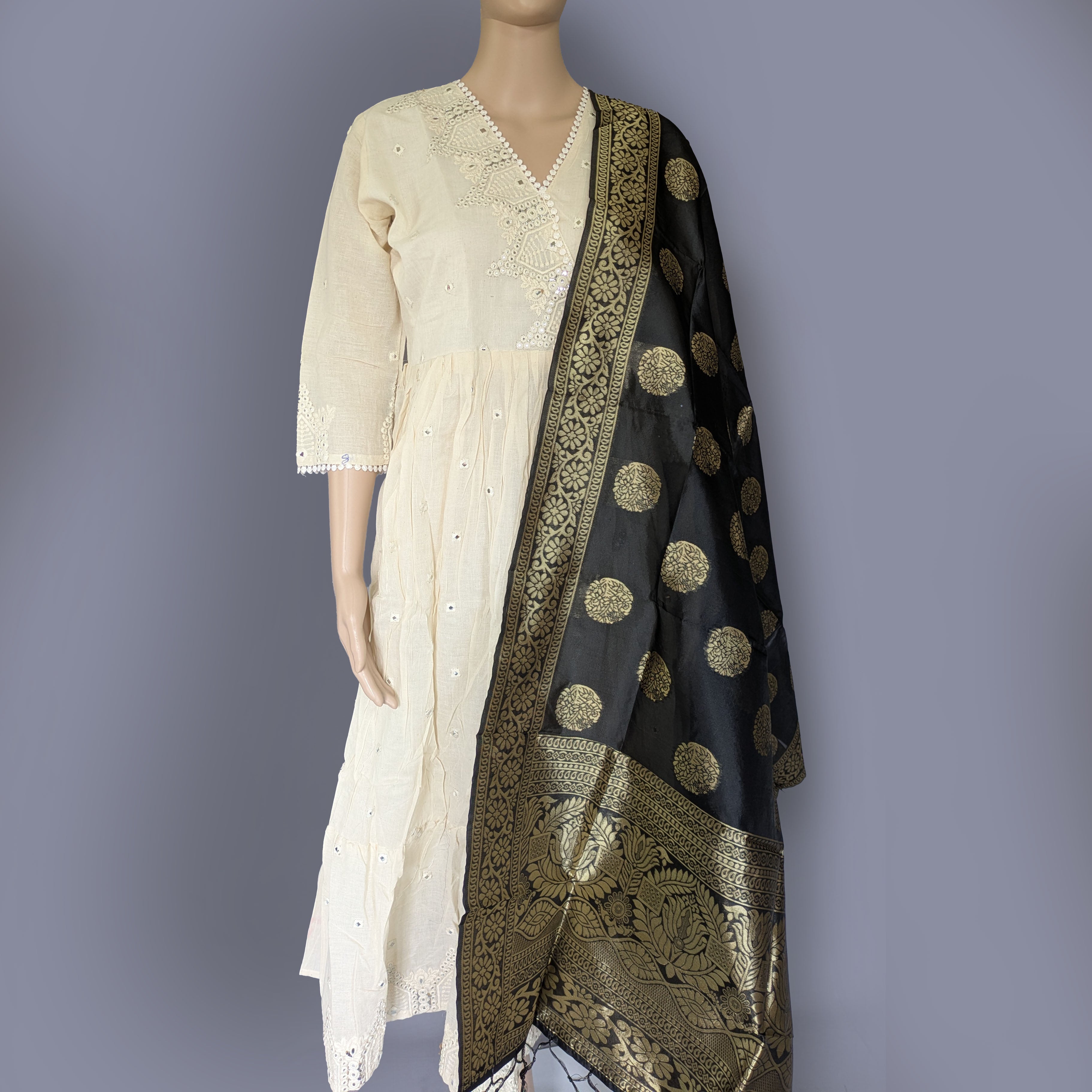 Embroidered Angrakha Kurti with Dupatta