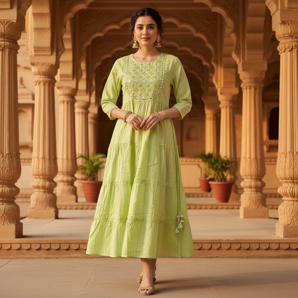 One Piece Gown with Waist Tie-up