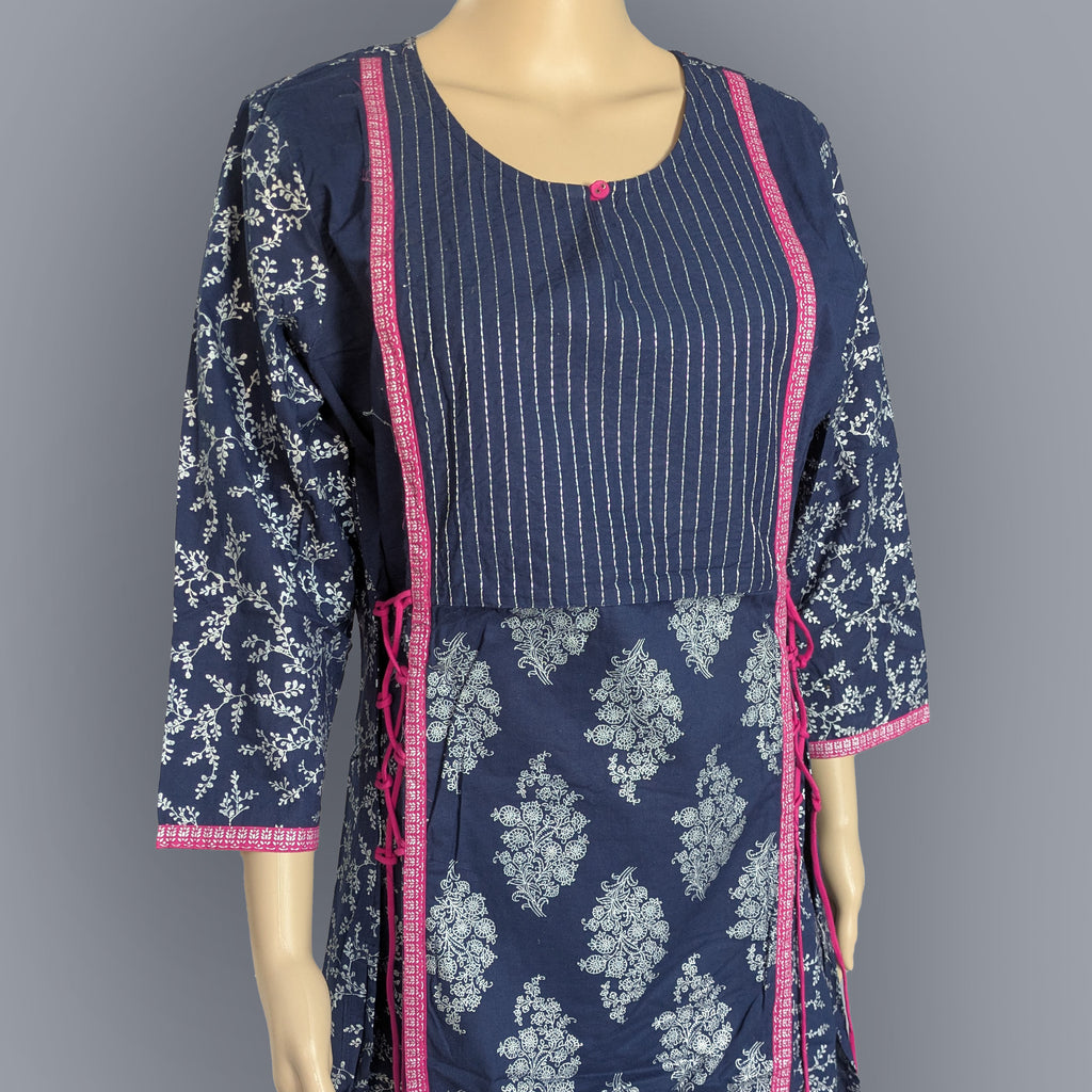 Navy Blue Printed Kurti