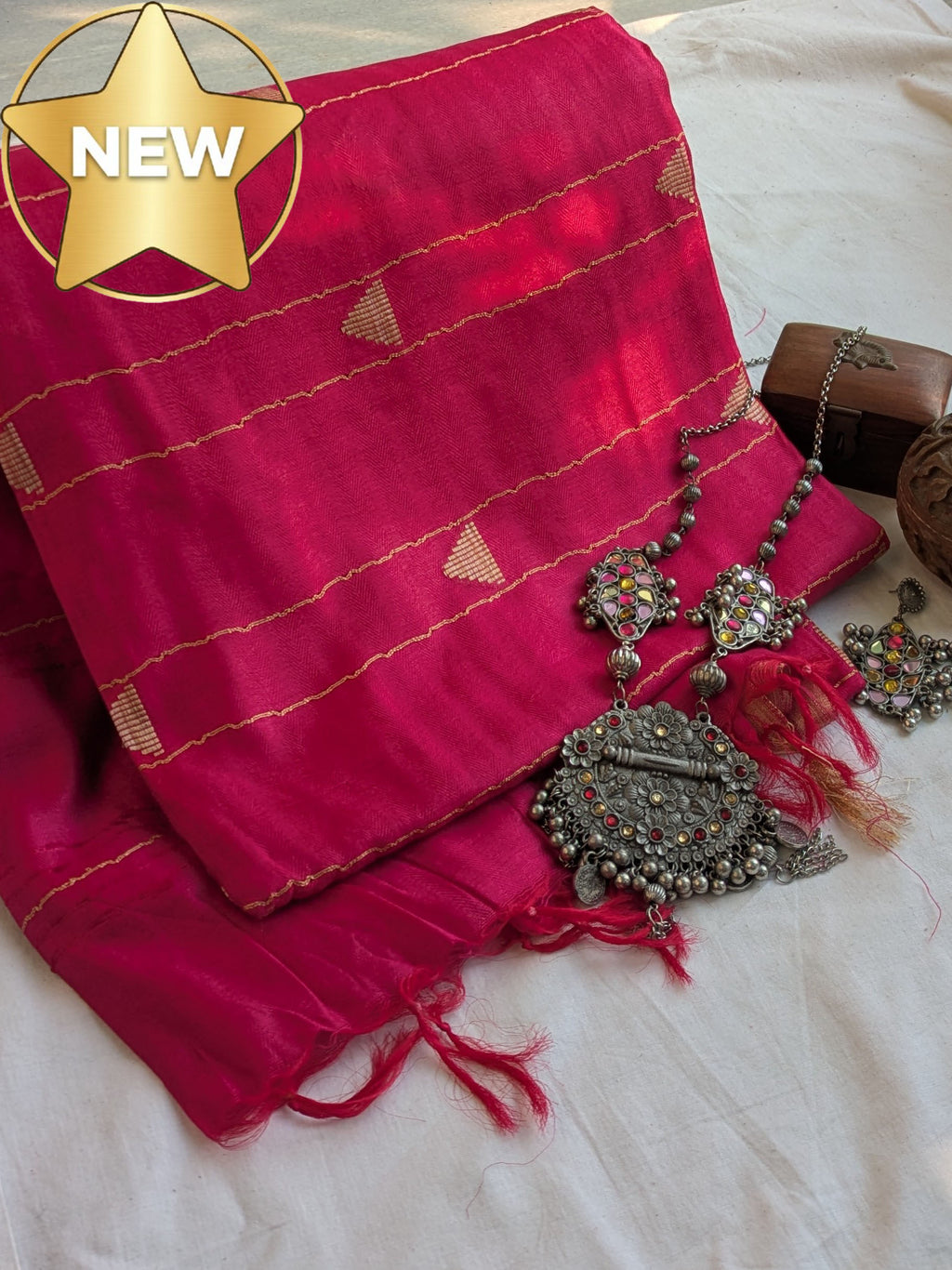 Bhagalpuri Sari Dark Pink