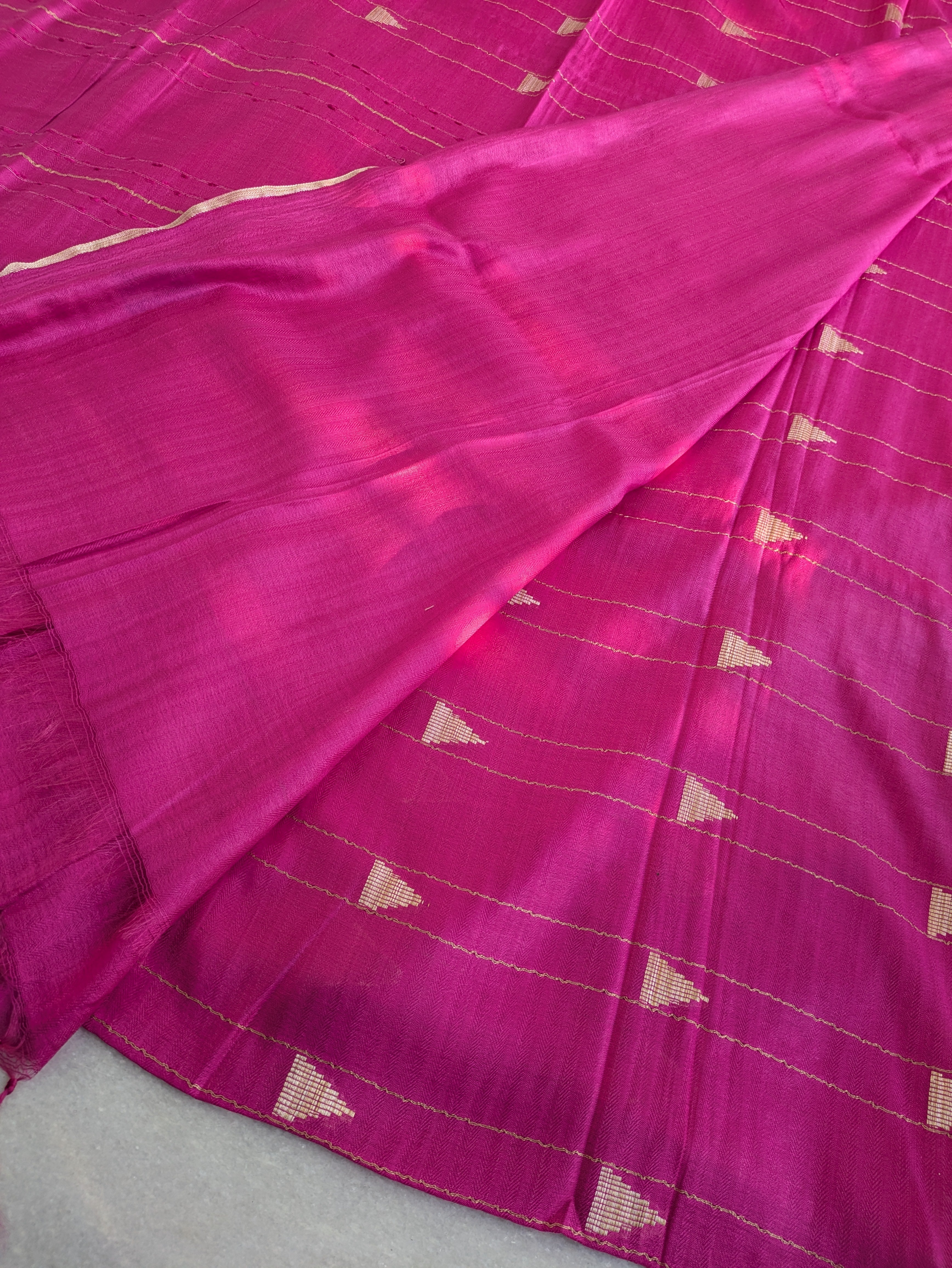 Bhagalpuri Sari Fuchsia Pink