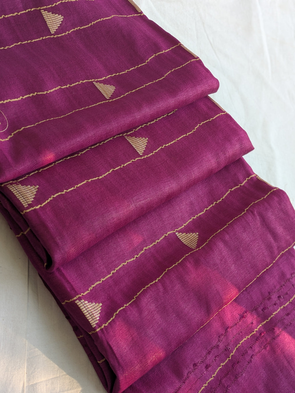 Dark Purple Bhagalpuri Sari