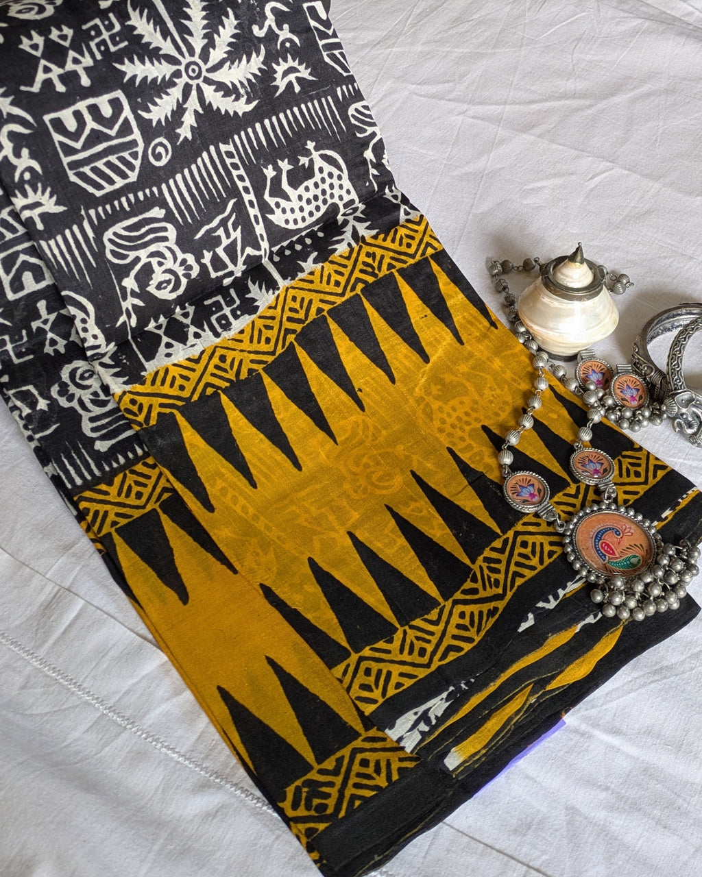 Black Pure Silk with Blouse Piece