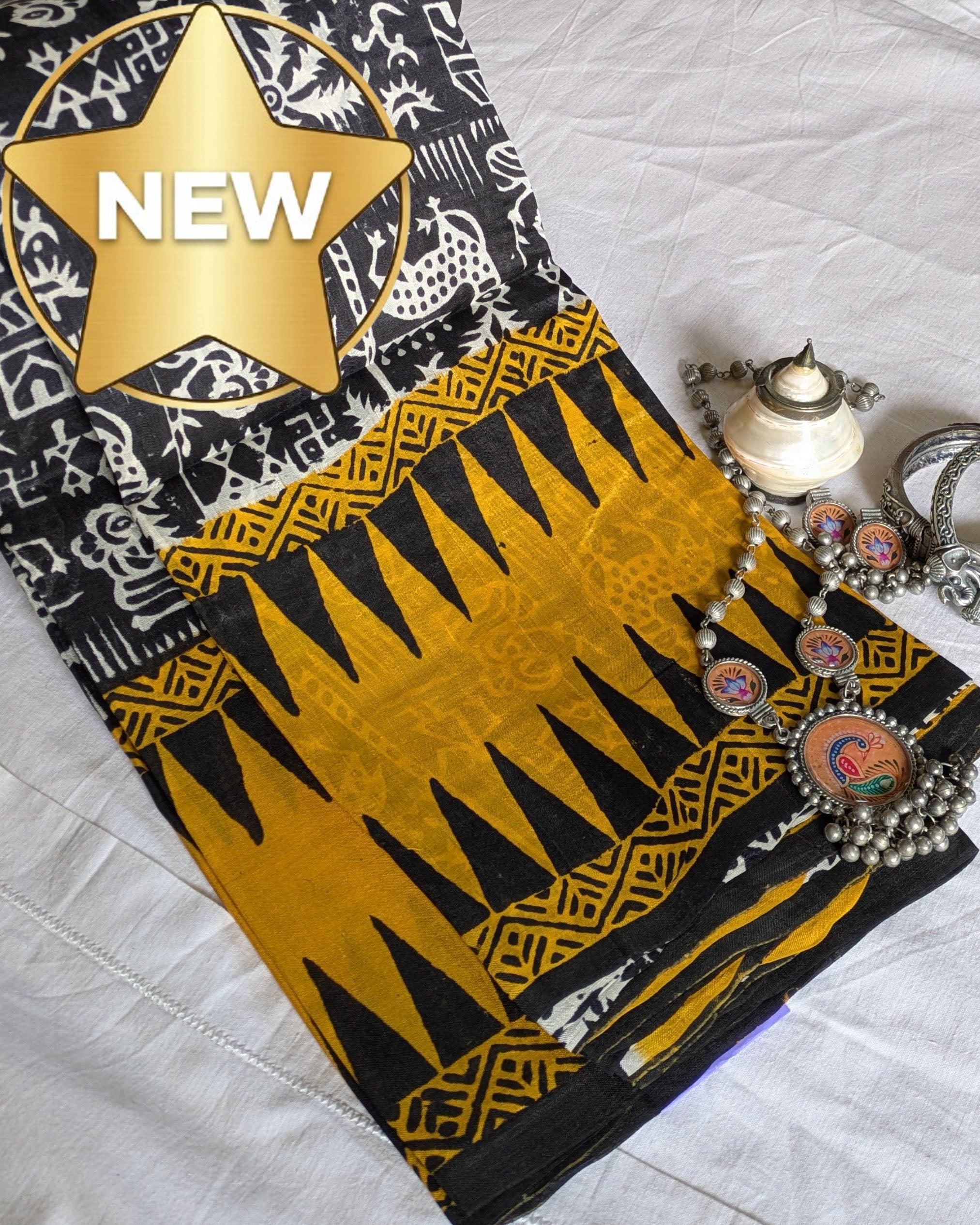 Black Pure Silk with Blouse Piece