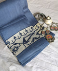 Slate Colour Pure Silk with Blouse Piece